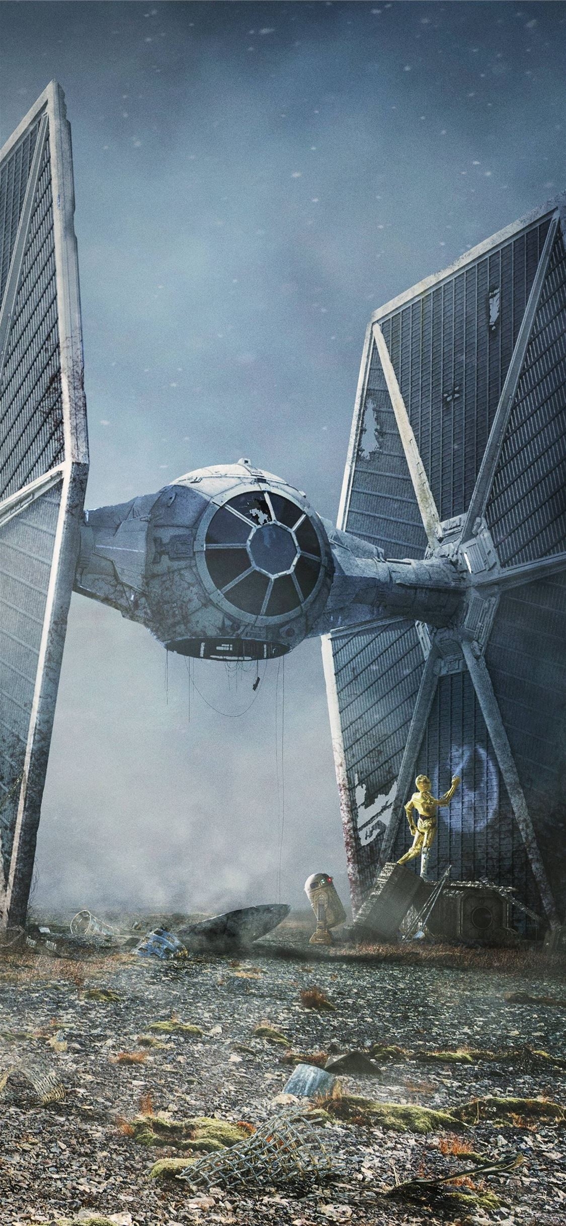 1130x2440 Scifi C 3PO R2 D2 Star Wars TIE Fighter Sony Xperi. iPhone Wallpaper Free Download, Phone