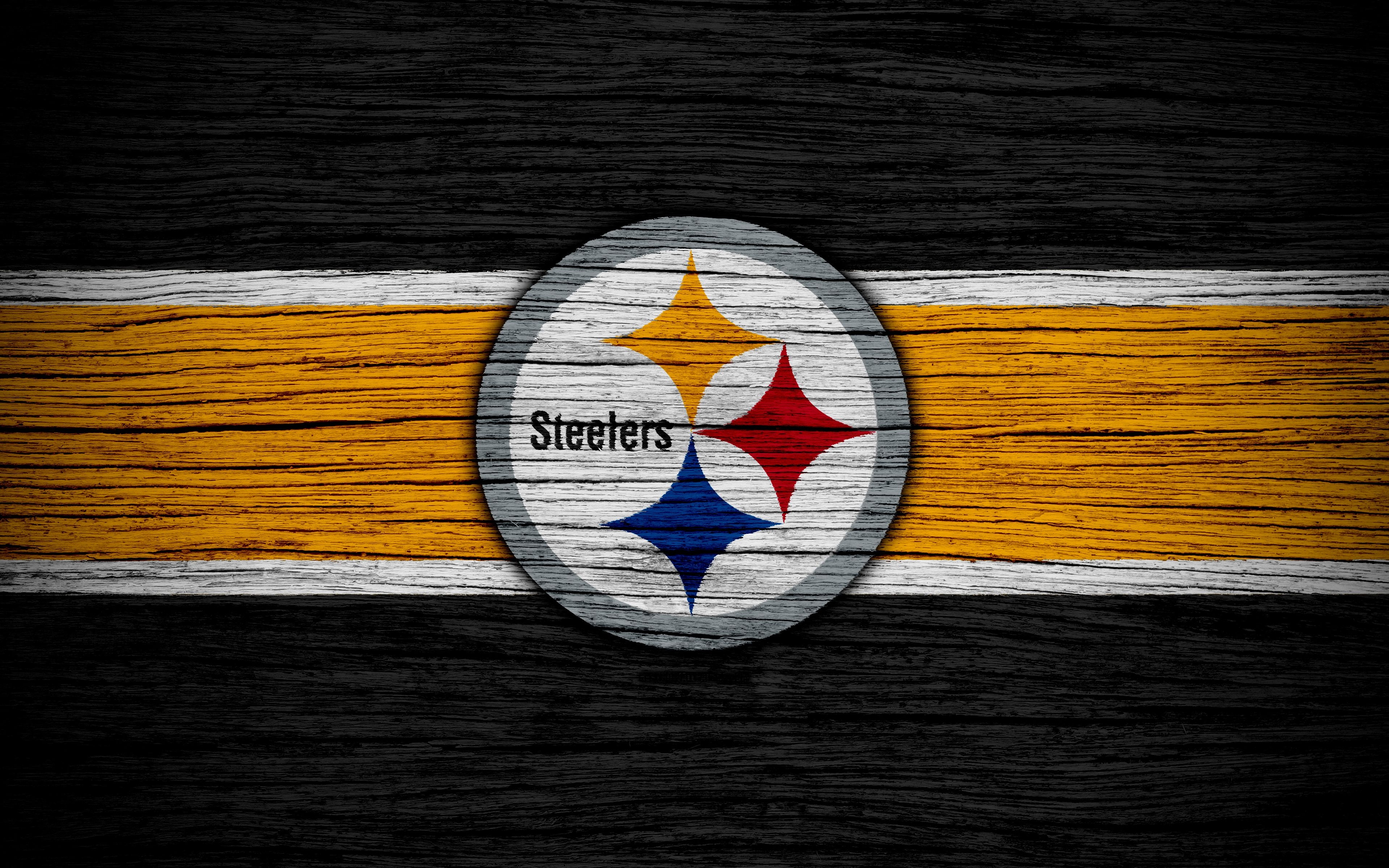 3840x2400 Download wallpaper Pittsburgh Steelers, NFL, 4k, wooden texture, american football, logo, emblem, Pittsburgh, Pennsylvania, USA, National Football League, American Conference for desktop with resolution. High Quality HD picture wallpaper, Desktop