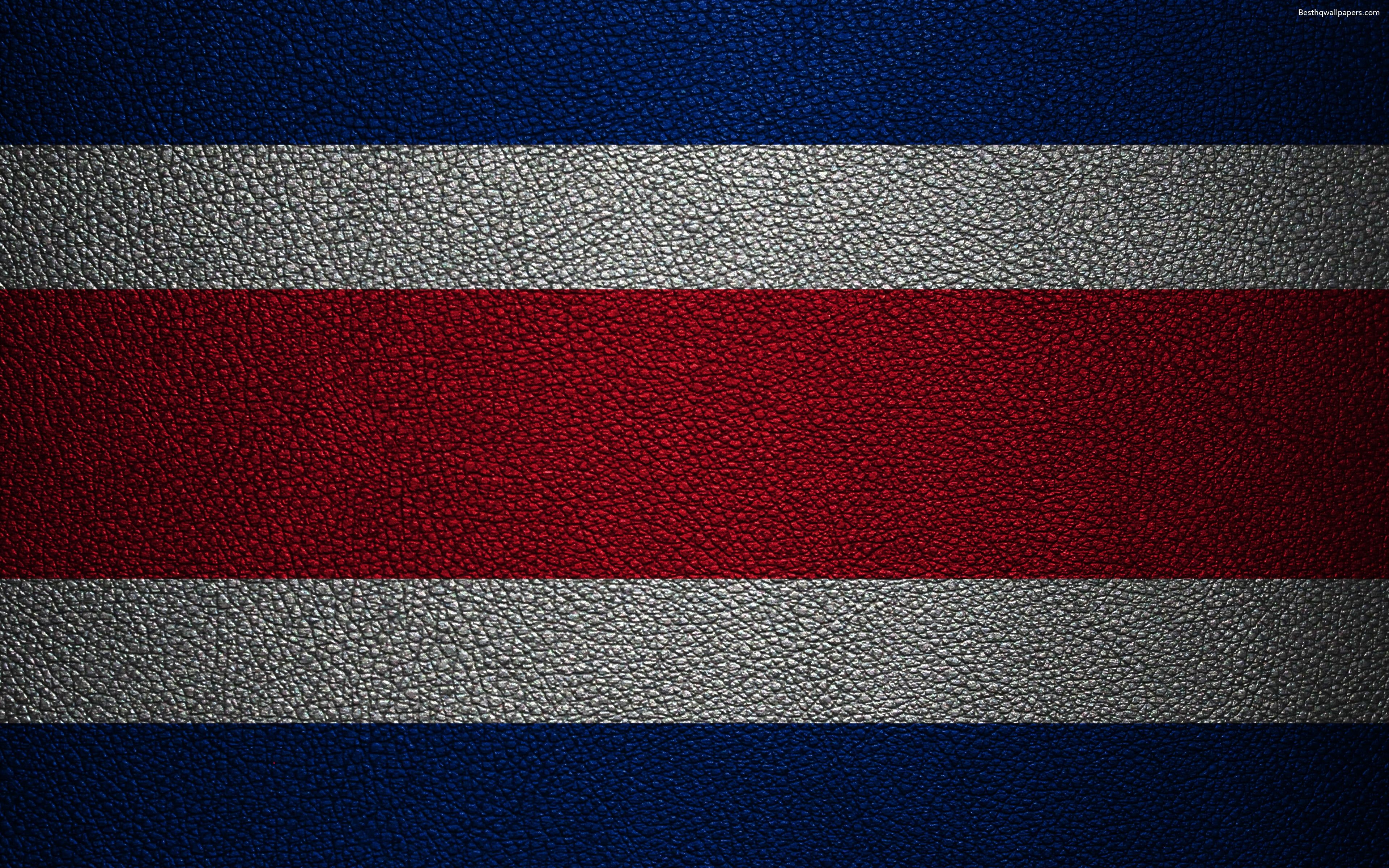 3840x2400 Download wallpaper Flag of Costa Rica, 4k, leather texture, North, Desktop