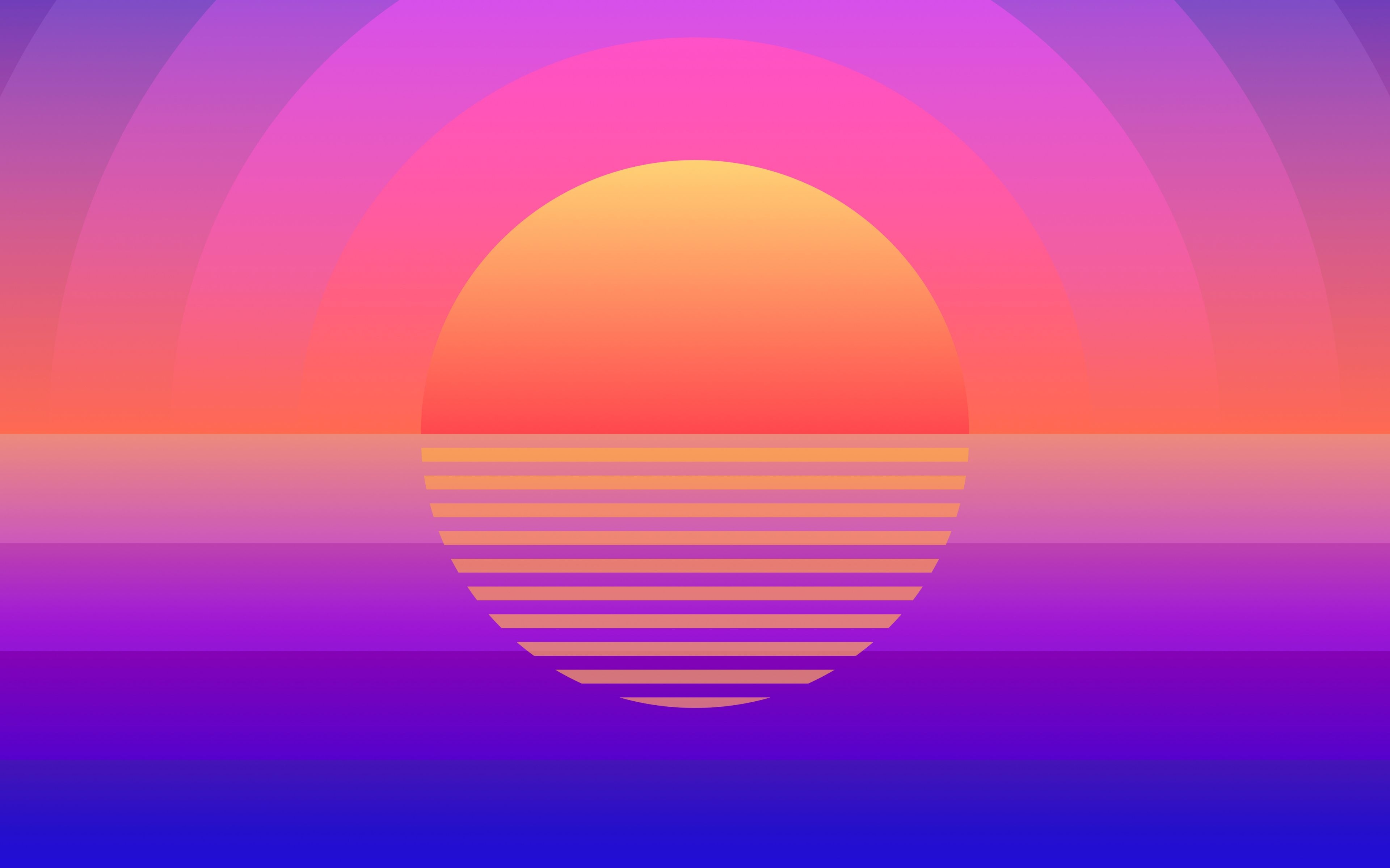 3840x2400 Download Sun, sunset, retro art, geometric wallpaper,, Desktop