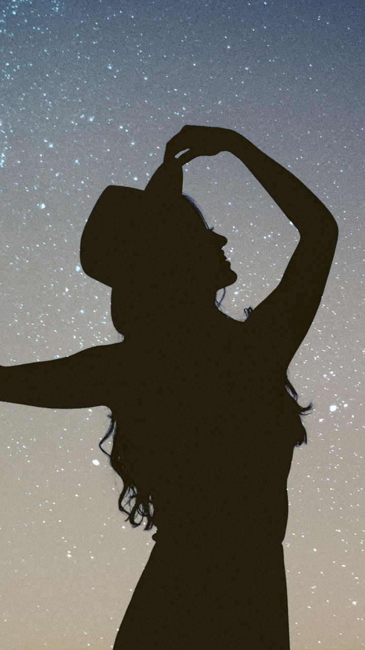 720x1280 silhouette, girl, starry sky Galaxy s3 wallpaper, Phone