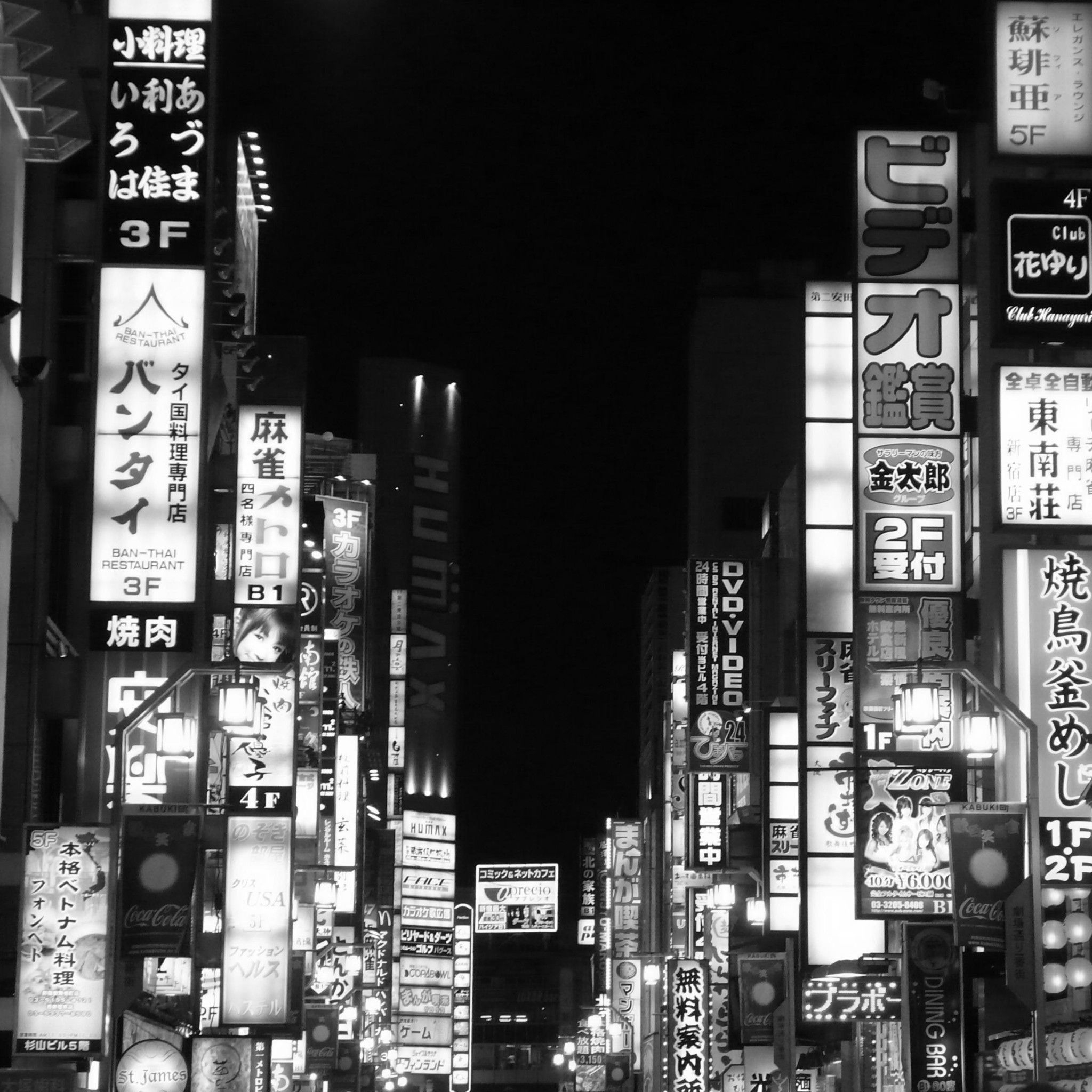 2050x2050 Tokyo Black and White Wallpaper, Phone