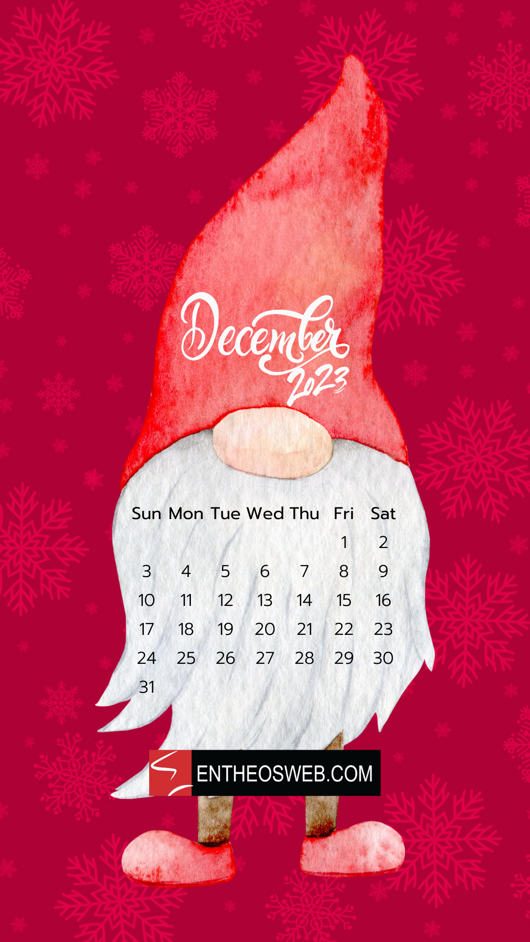 1080x1920 December 2023 Calendar Phone Wallpaper, Phone