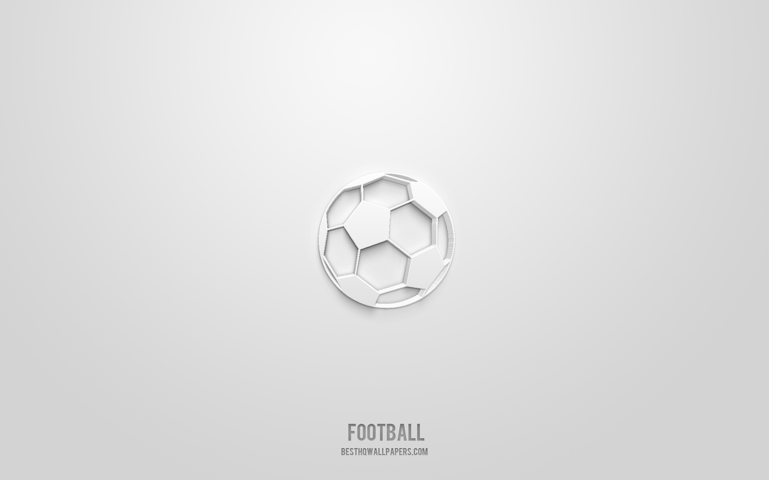 2560x1600 Download wallpaper football 3D icon, white background, 3D symbols, football, sport icons, 3D icons, football sign, sport 3D icons for desktop with resolution. High Quality HD picture wallpaper, Desktop