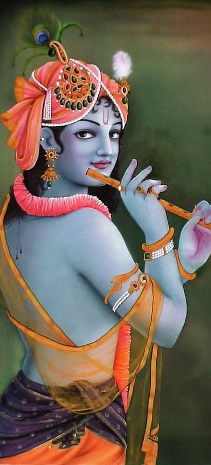 730x1600 Krishna with Flute Wallpaper Classic, Phone