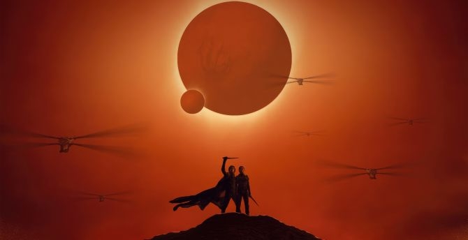 670x350 Wallpaper dune part minimal poster, Desktop