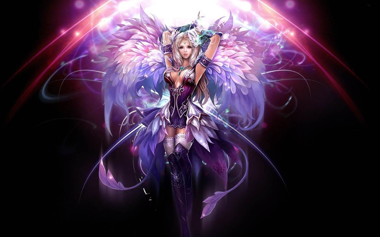 1280x800 Angel Wallpaper Purple Angel Girls, Desktop