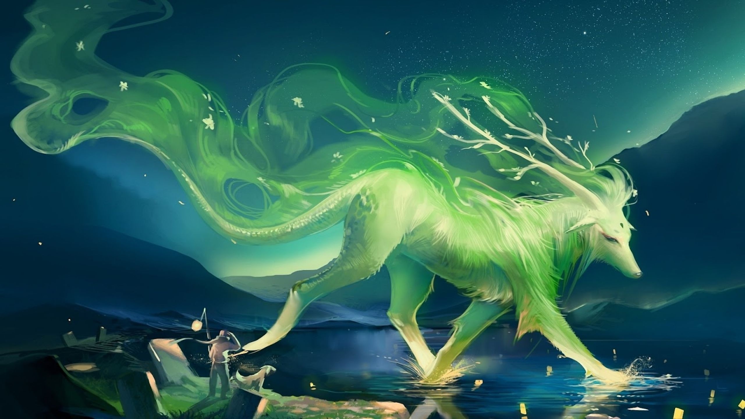 2560x1440 Desktop fantasy wolf wallpaper. Mythical creatures, Mythical creatures art, Magical creatures, Desktop