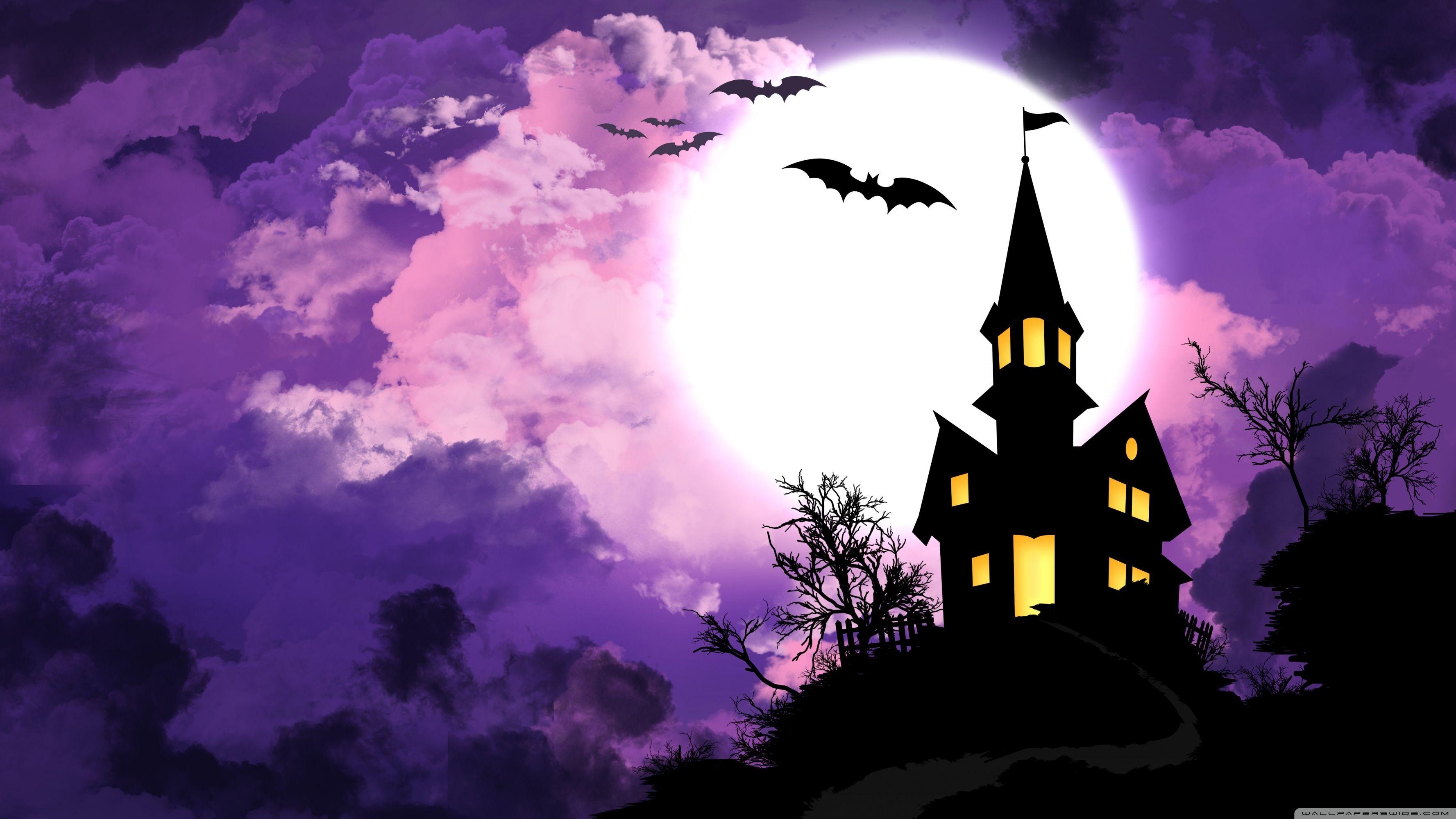 3560x2000 Purple Halloween Wallpaper, Desktop