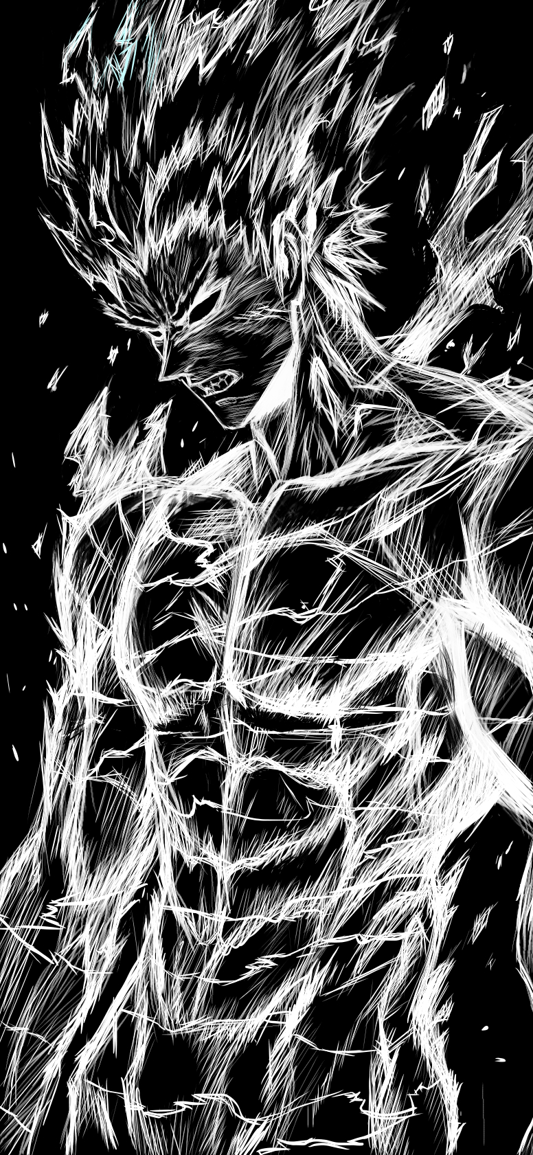 780x1690 Been practicing with my tablet for a few months now. I made a wallpaper of Garou based on some of Murata's artwork but in inverse colors, Phone