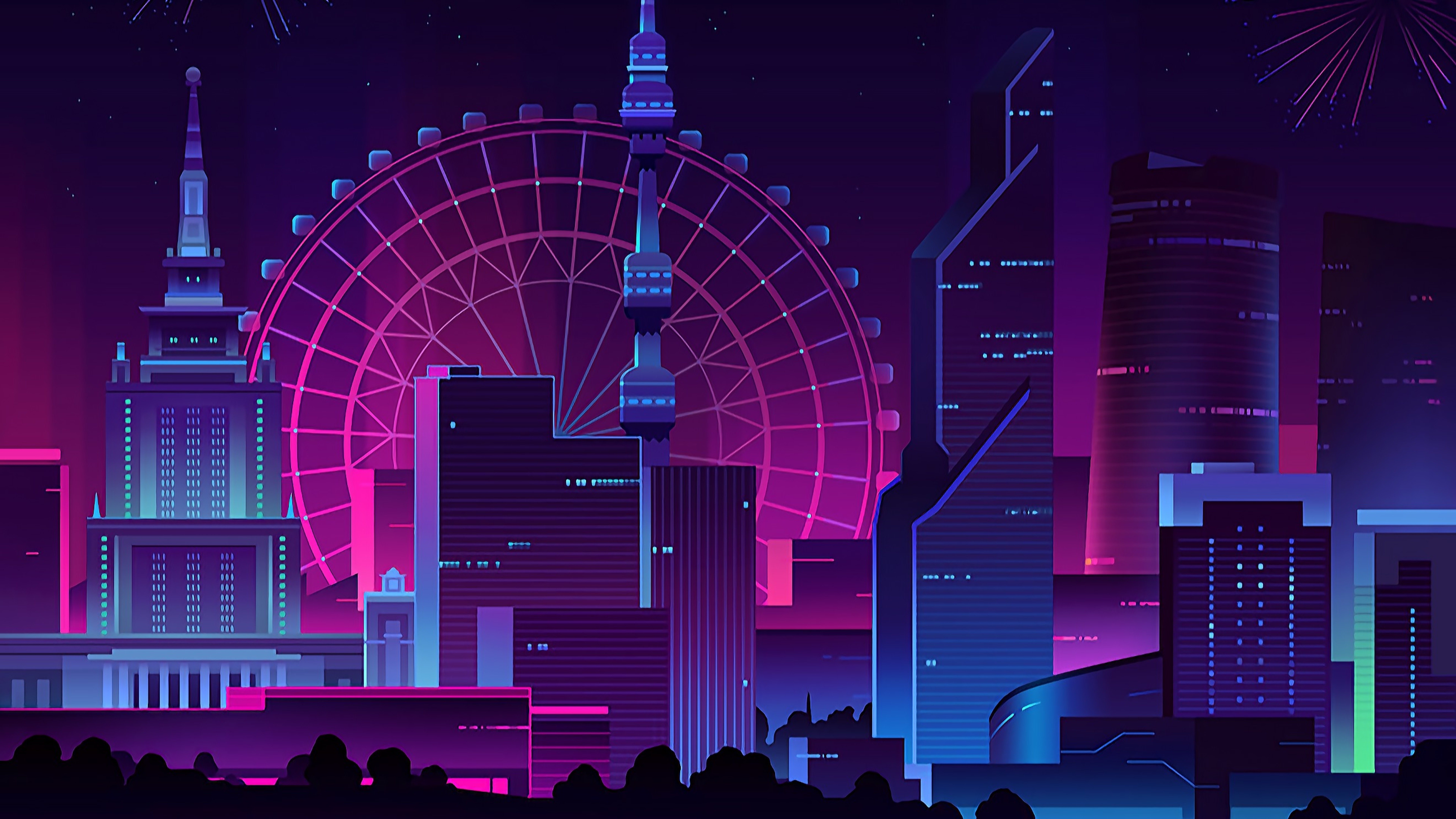 7680x4320 Neon City 4K wallpaper, Desktop