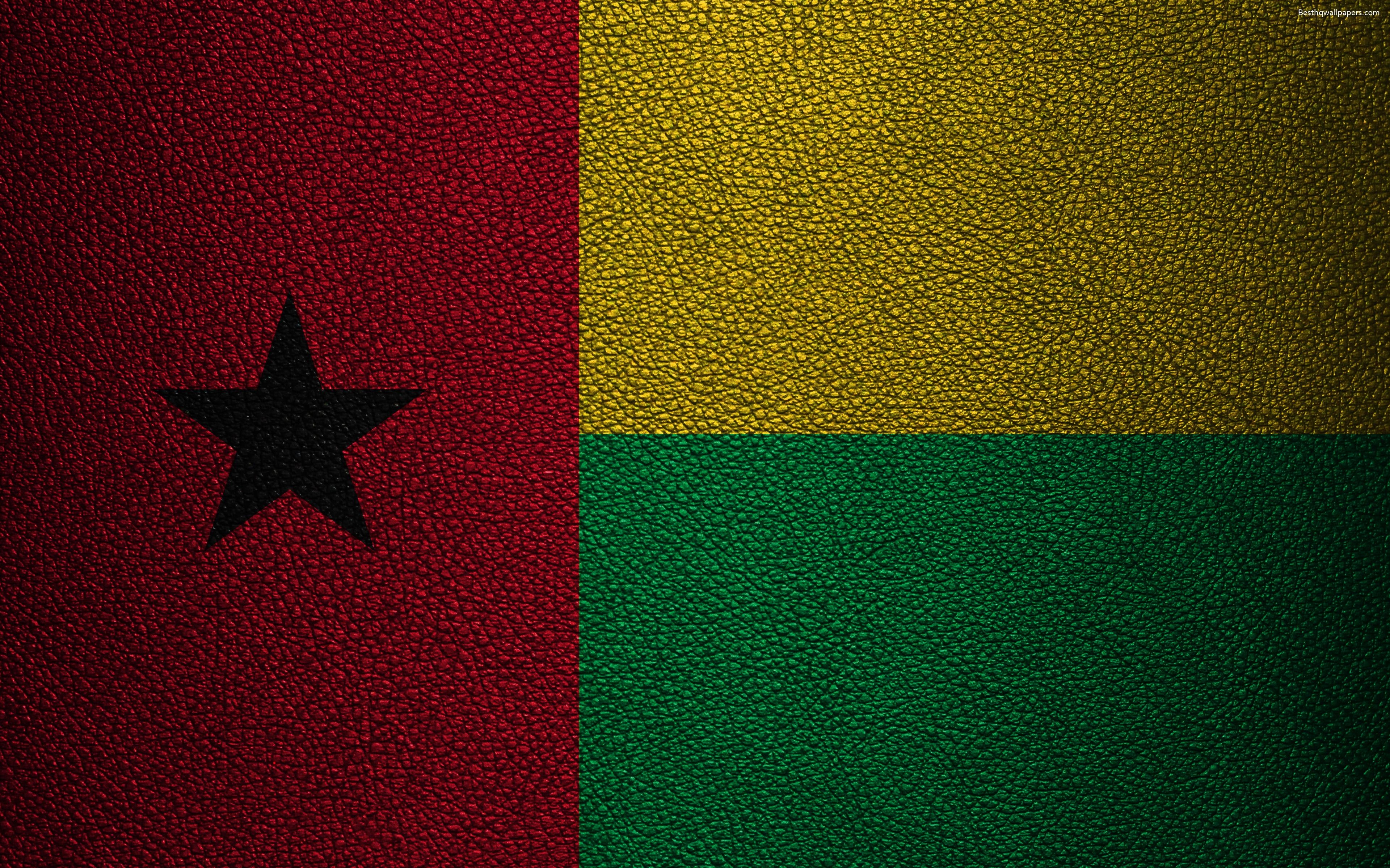 3840x2400 Download Wallpaper Flag Of Guinea Bissau, Leather Texture, 4k, Desktop