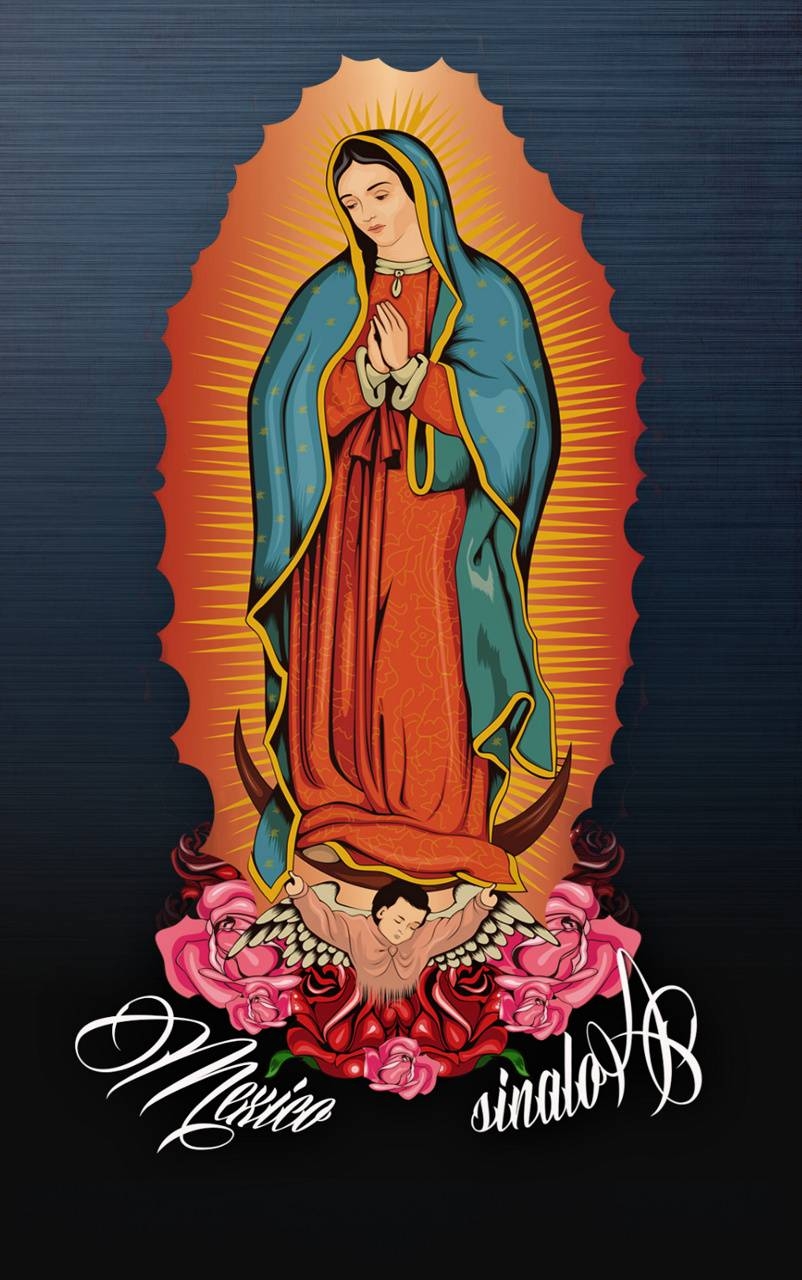 810x1280 Wallpaper Virgen De Guadalupe With Roses, Phone