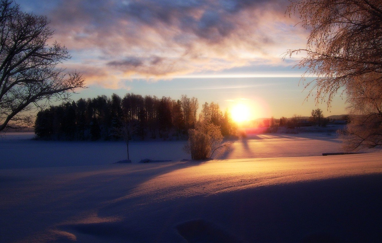 1340x850 Wallpaper winter, the sun, Dark Winter image for desktop, section природа, Desktop