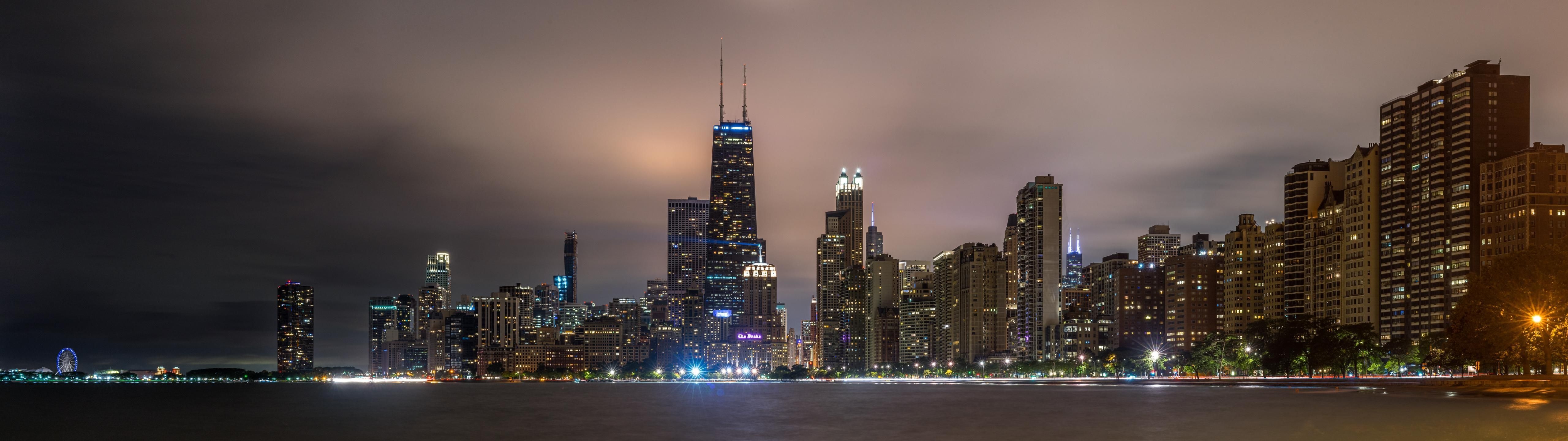 5120x1440 Chicago Skyline for Dual Monitors 4K wallpaper. Chicago skyline, Skyline, Dual monitor wallpaper, Dual Screen