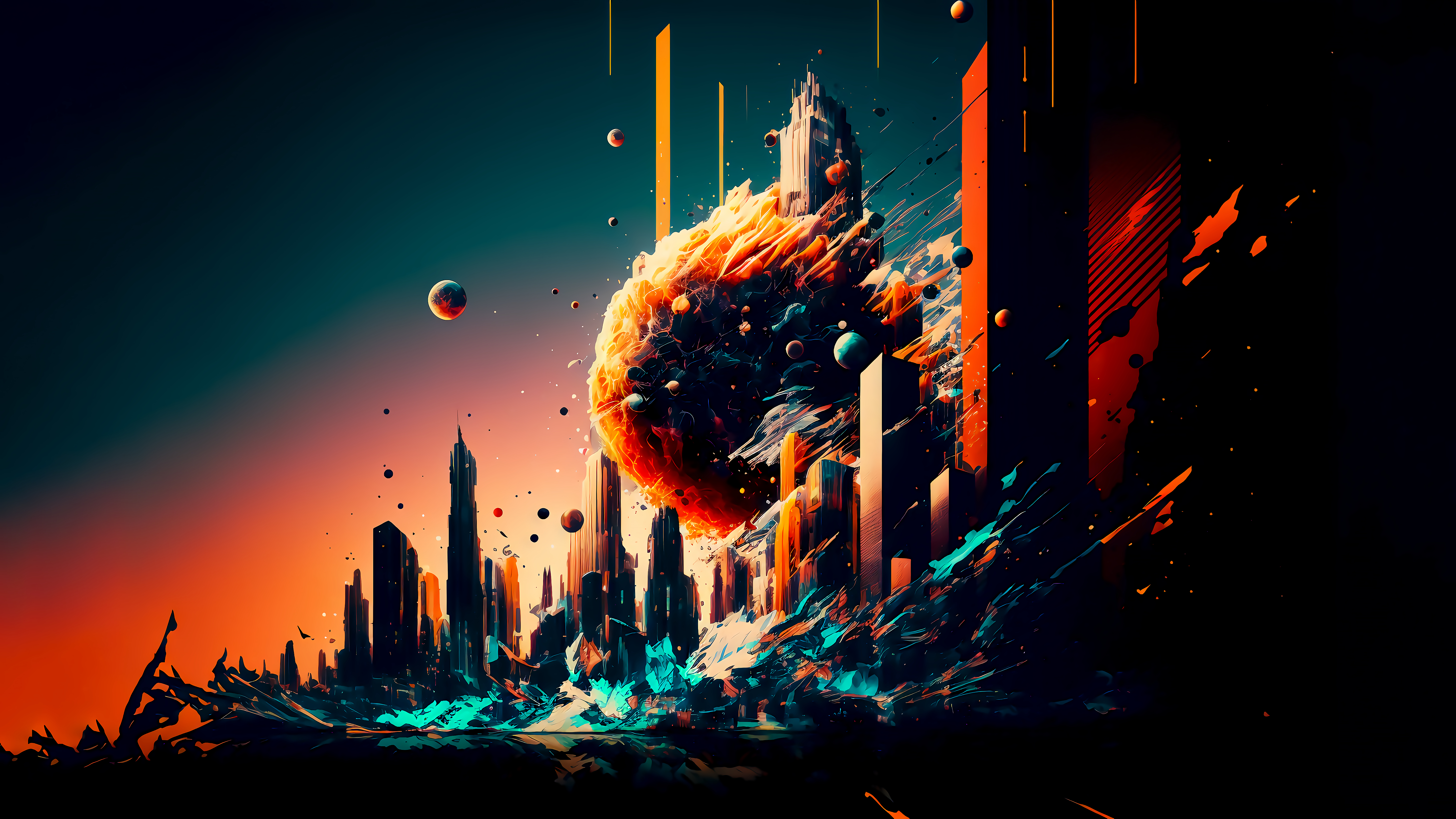 5760x3240 4K Illustration Generated by AI Wallpaper: Abstract Cityscape, Desktop