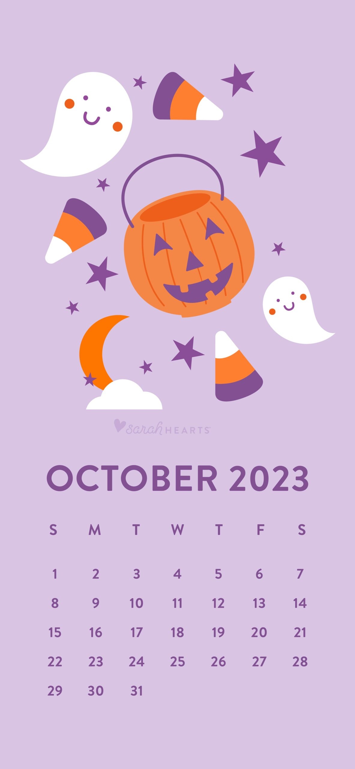 1190x2560 October 2023 Halloween Calendar Wallpaper, Phone