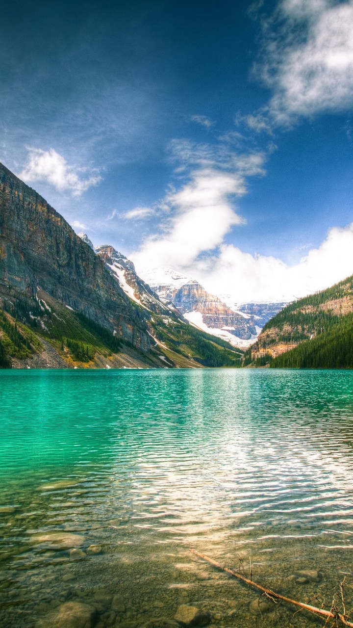 720x1280 Wallpaper Lake Louise, 5k, 4k wallpaper, Canada, National Park, Banff, glacial lake, vacation, holiday, travel, mountain, forest, beach, sky, Nature, Phone