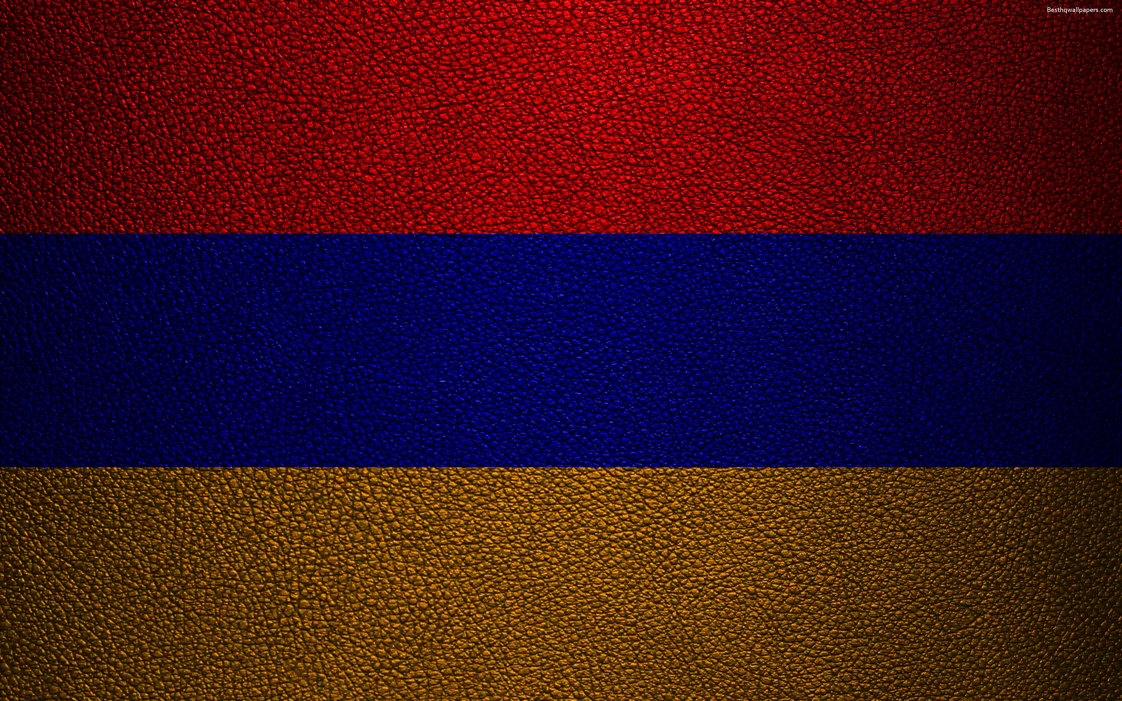 3840x2400 Download wallpaper Flag of Armenia, 4к, leather texture, Armenian, Desktop