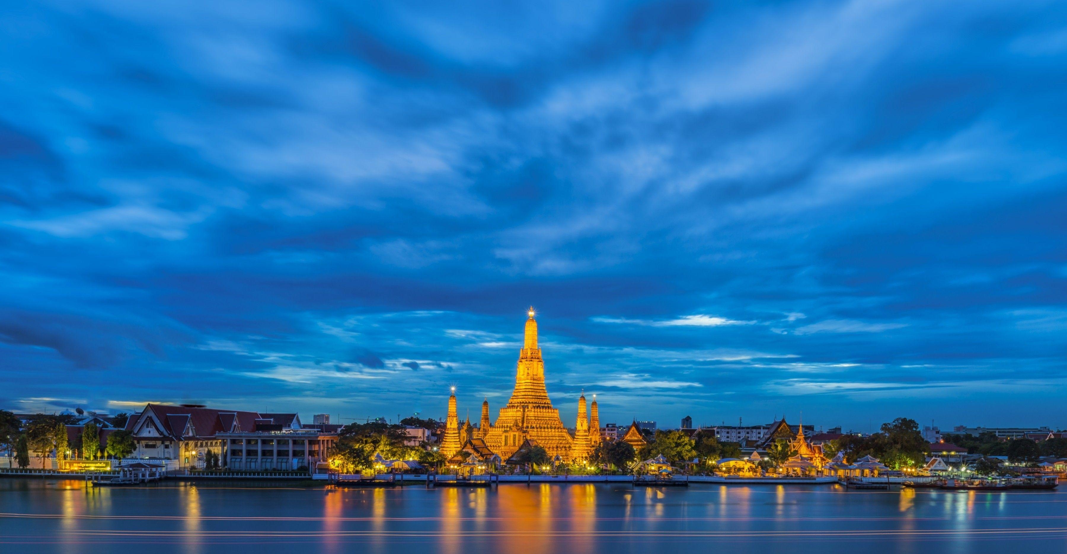 3600x1870 Wat Arun, Bangkok Computer Wallpaper, Desktop Background, Desktop