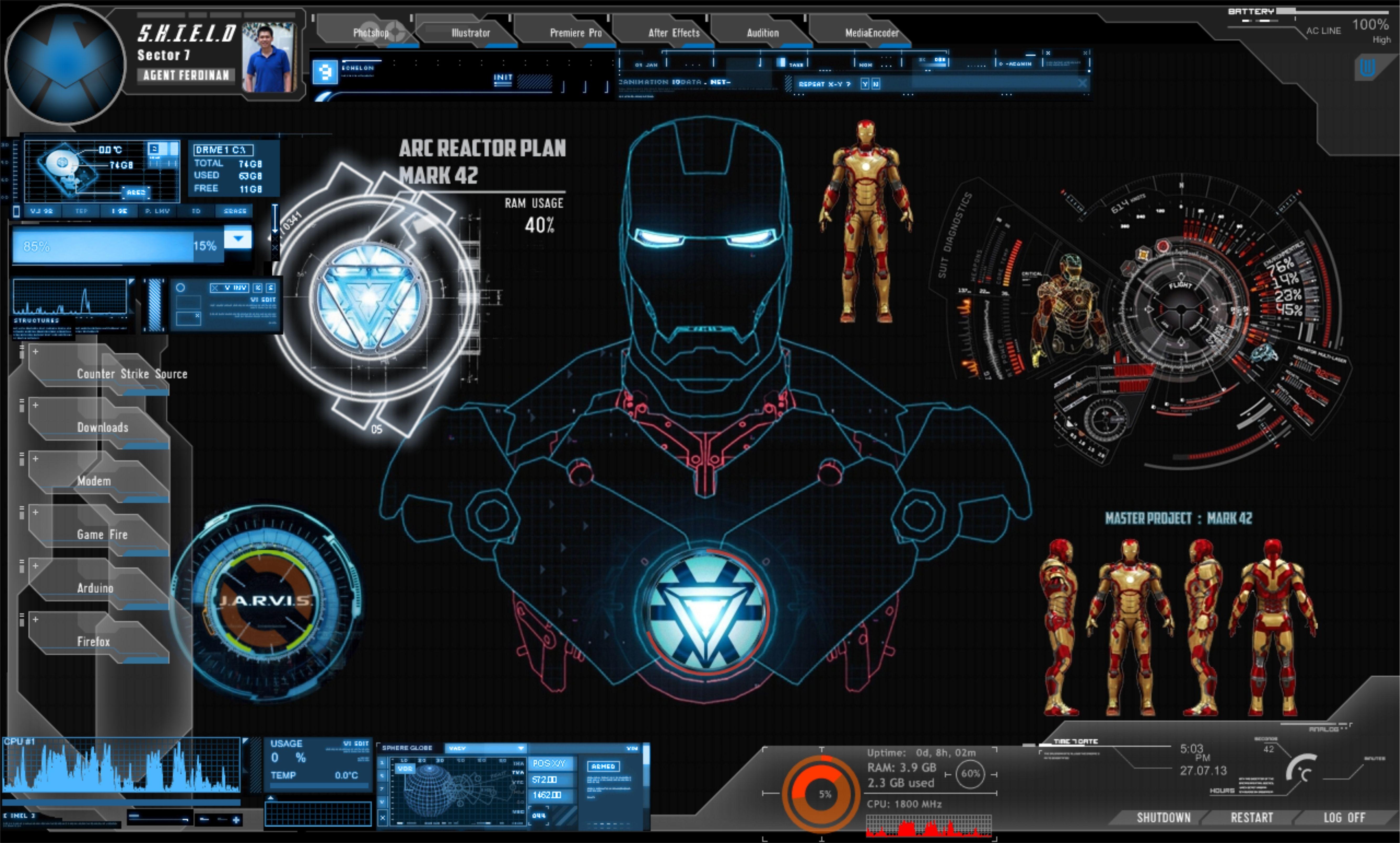 5340x3220 Iron man jarvis theme for windows 7, Desktop