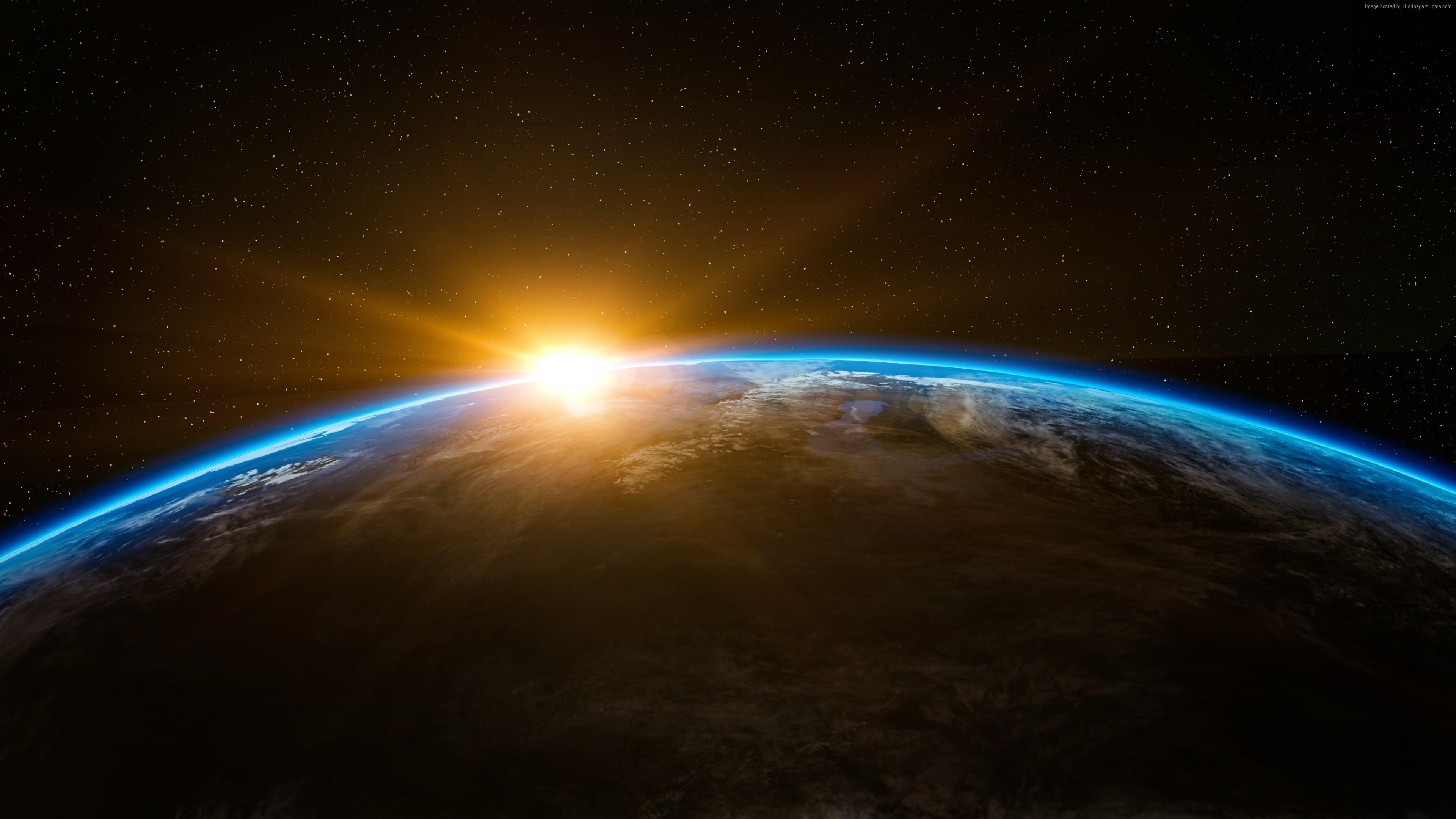 3840x2160 Wallpaper Earth, sunrise, planet, space, Space Wallpaper, Desktop