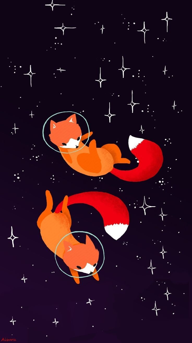 740x1310 Space foxes”. Fox art, Art, Animal drawings, Phone