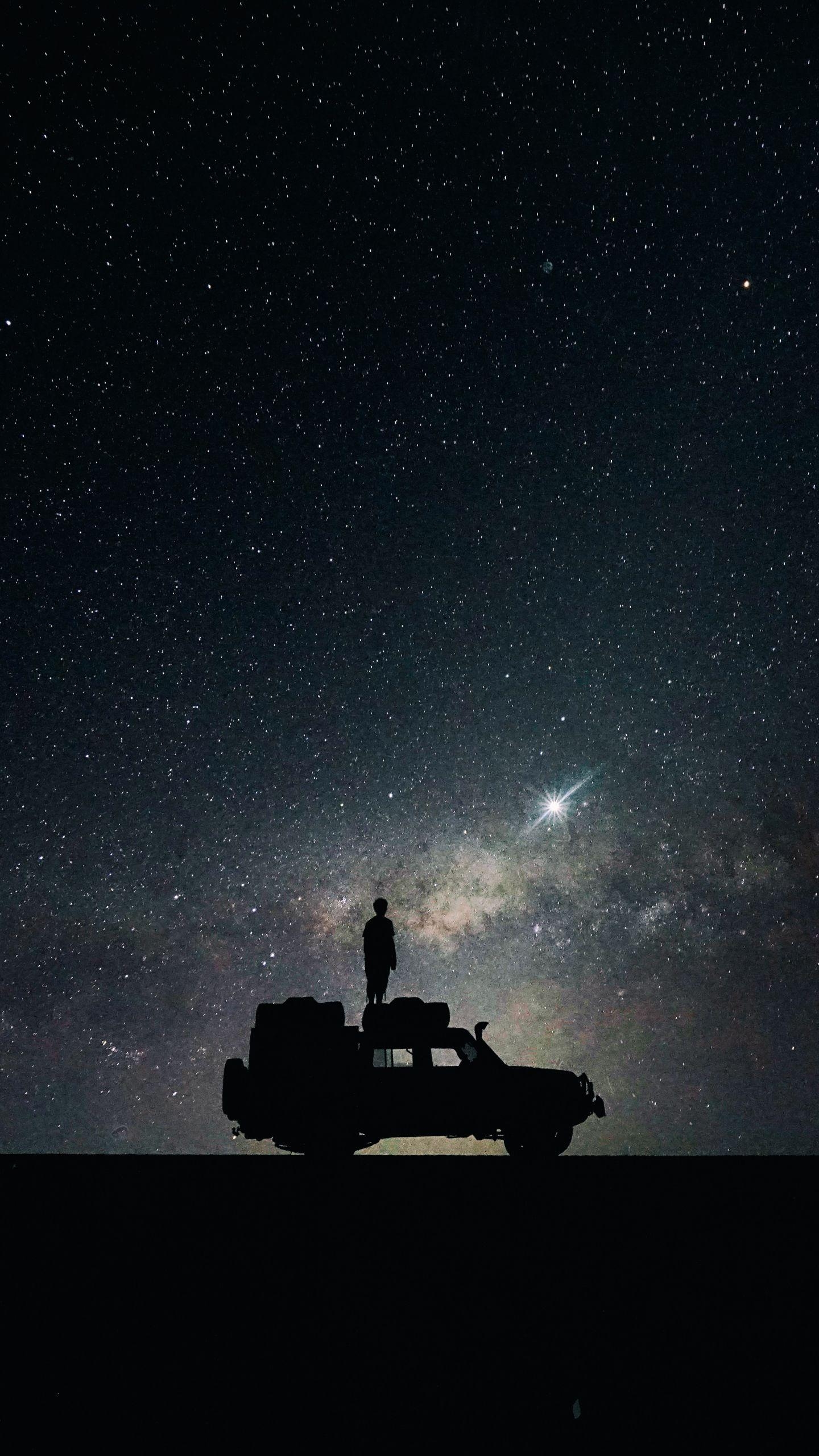 1440x2560 Download Wallpaper  Stars, Sky, Space, Car QHD Samsung, Phone