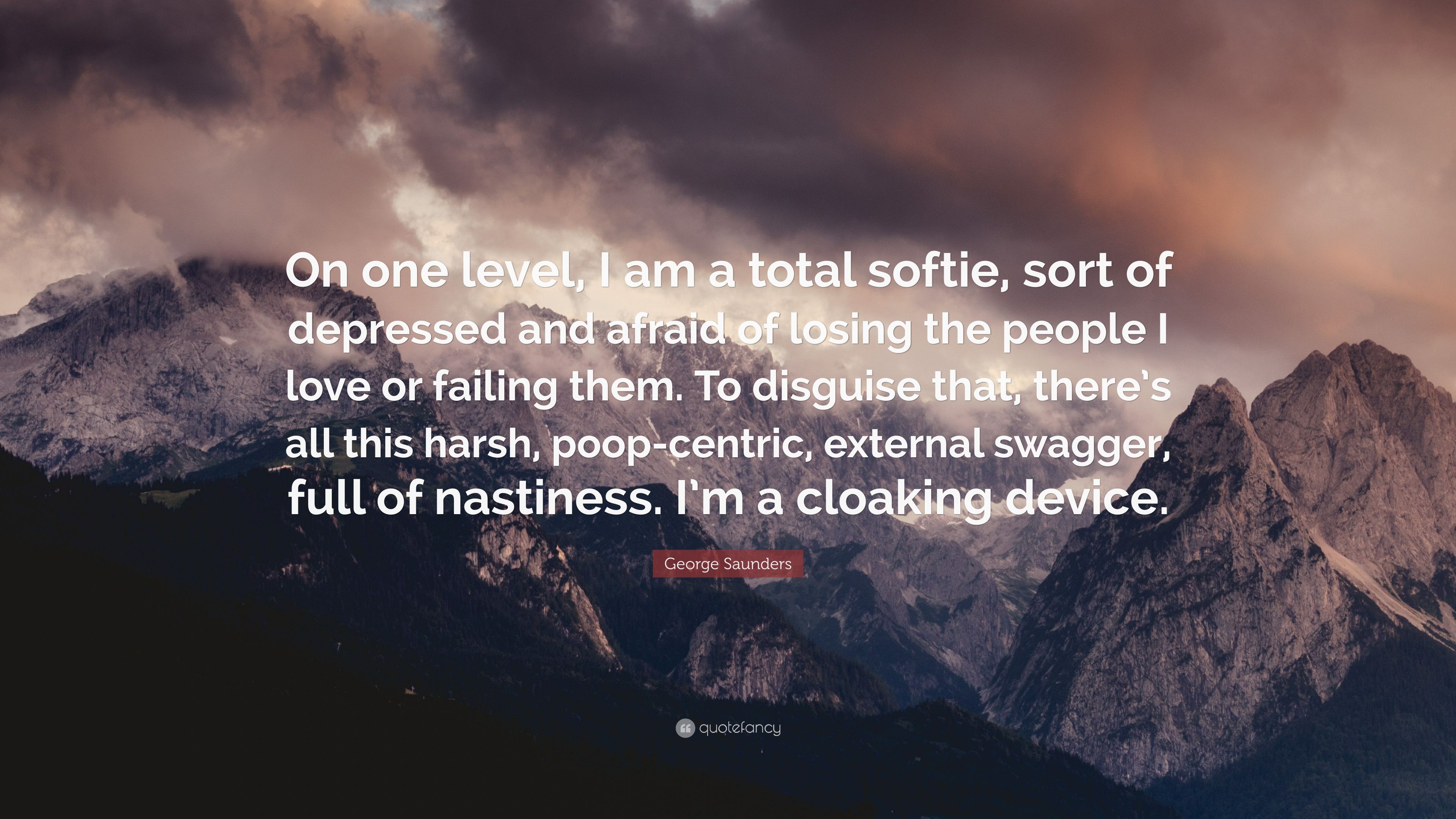 3840x2160 George Saunders Quote: “On one level, I am a total softie, sort, Desktop