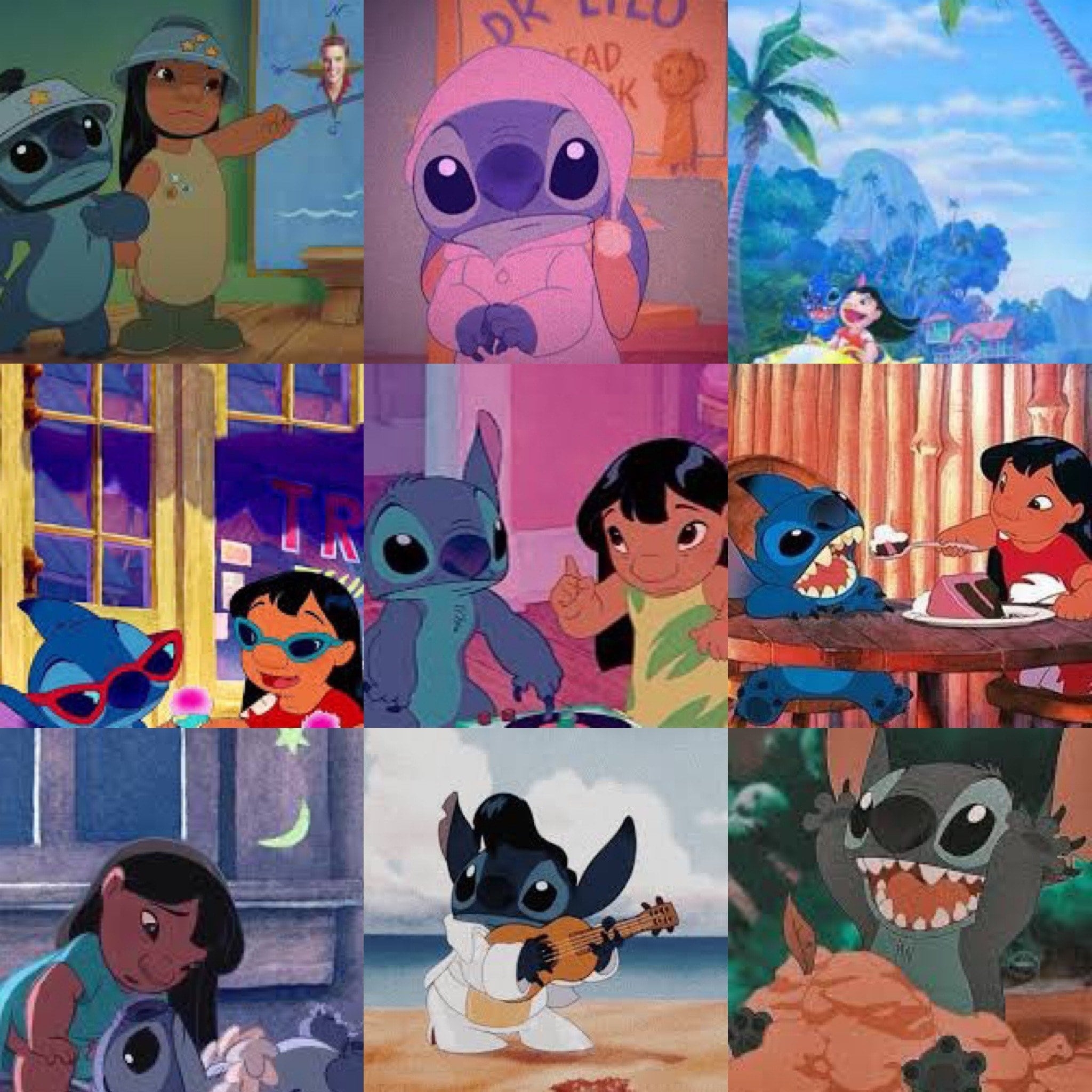 2050x2050 Lilo and Stitch Aesthetic Wall Collage, Phone