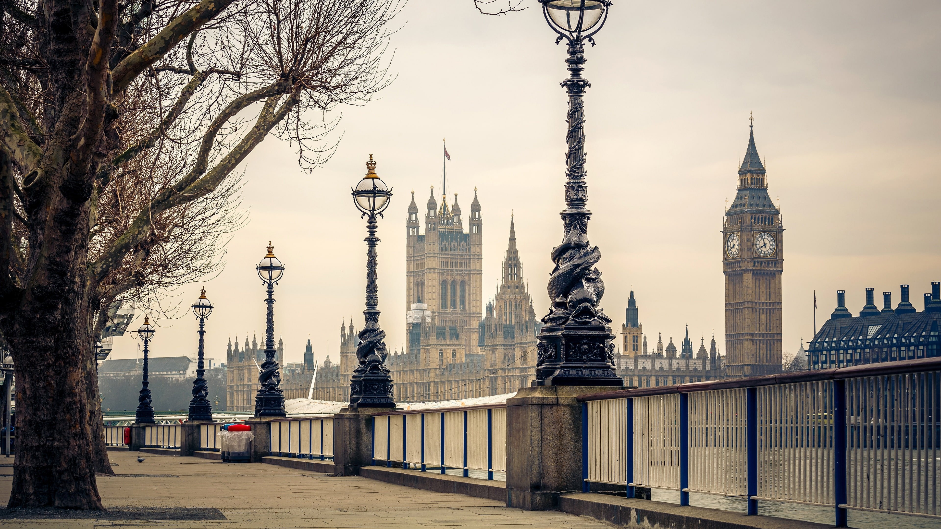 3840x2160 HD wallpaper: palace of westminster, thames, houses of parliament, Desktop