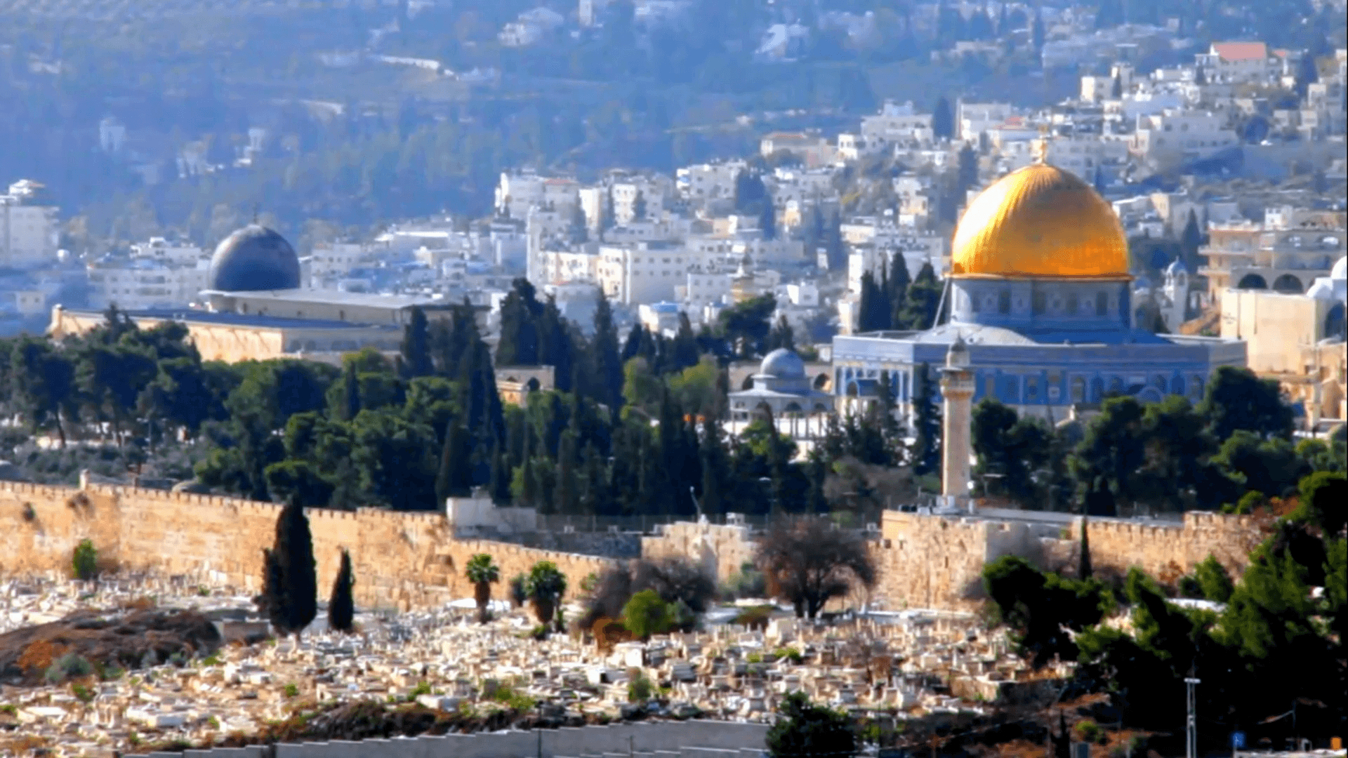 1920x1080 Dome Of The Rock And Al Aqsa Mosque As Viewed From Olives Mount, Desktop