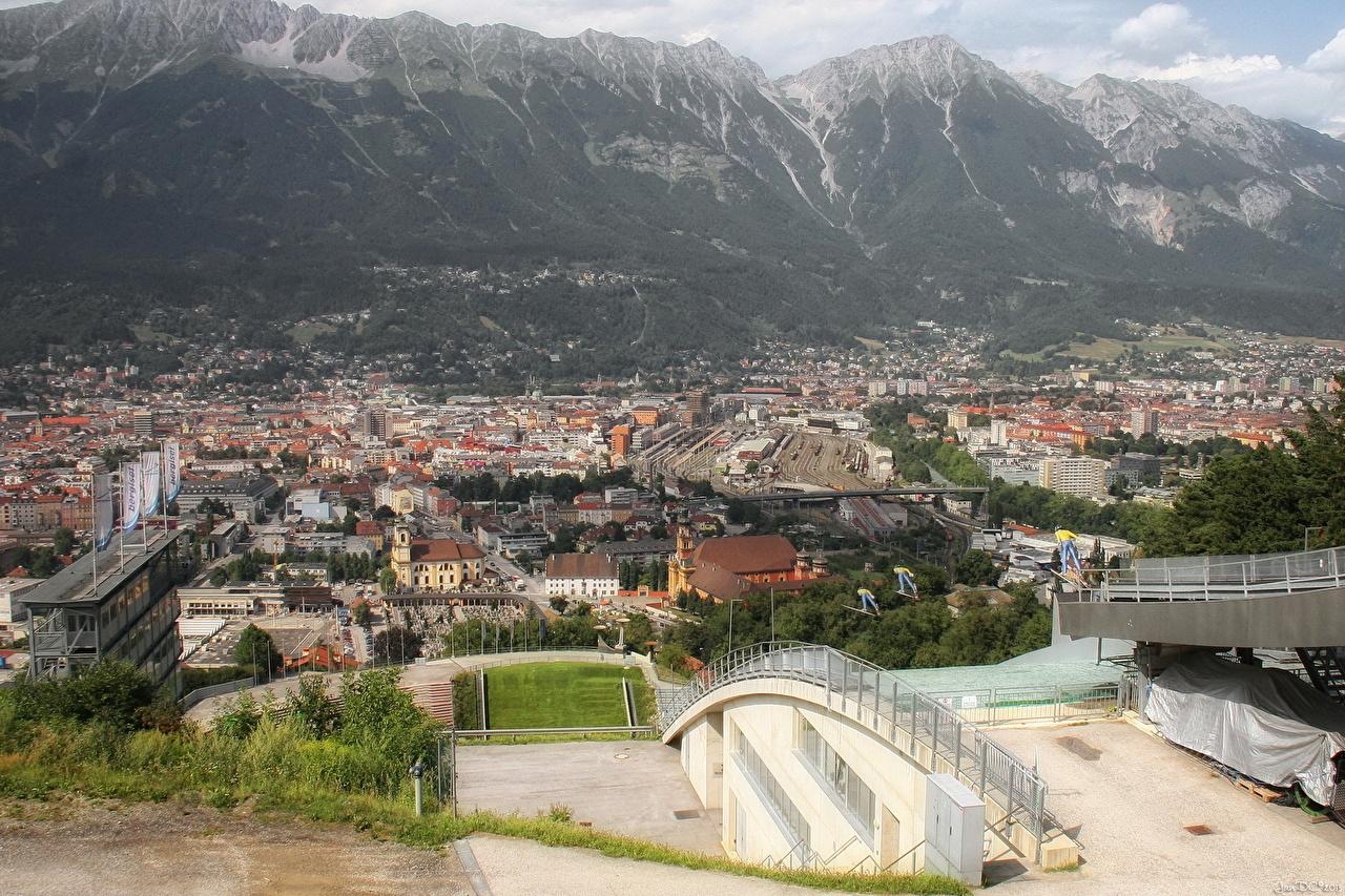 1280x860 Wallpaper Austria Innsbruck Mountains From above Cities, Desktop