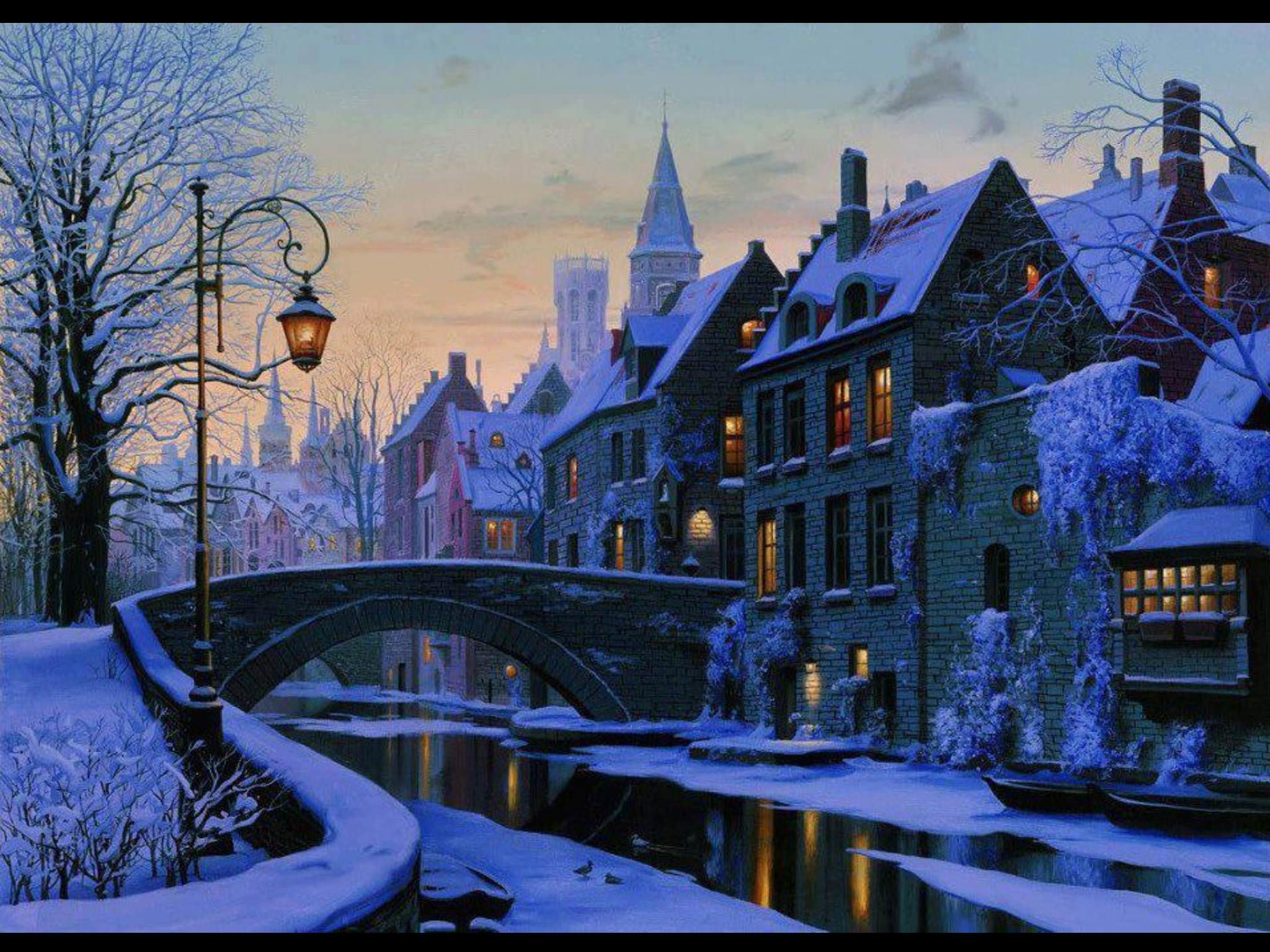 2050x1540 A cozy winter town scene :), Desktop