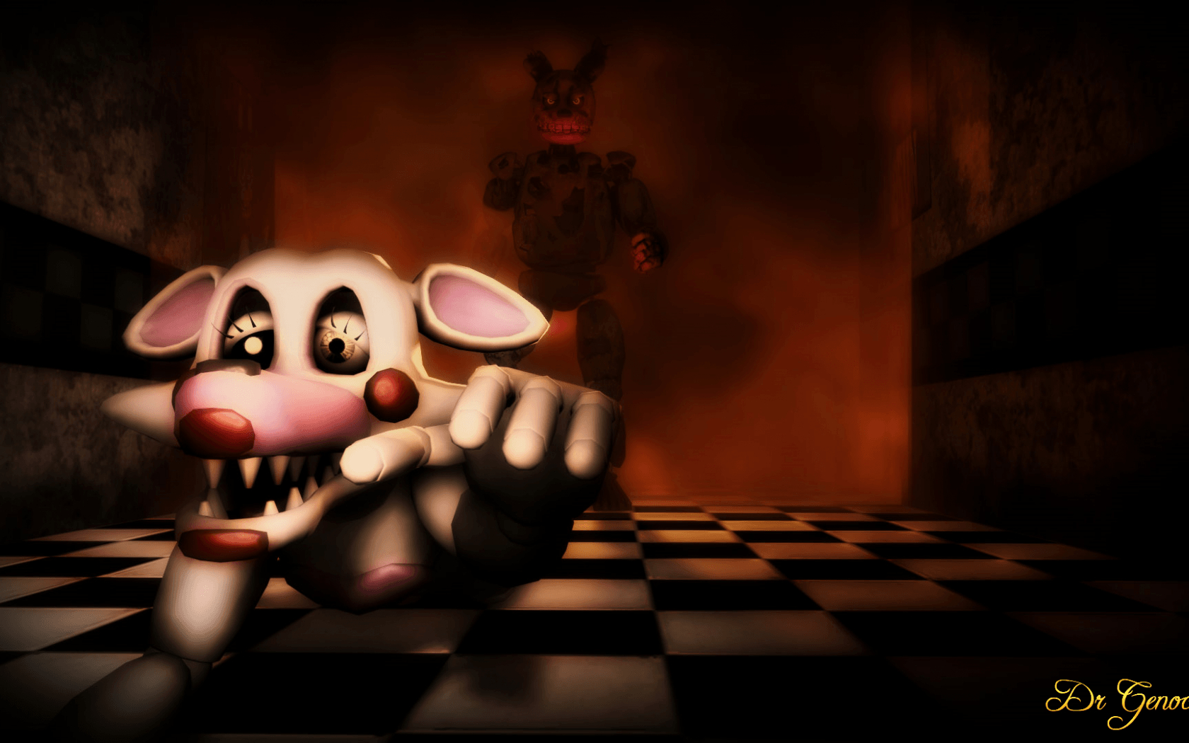 1680x1050 Free download FNAF Springtrap vs Mangle Wallpaper, Desktop