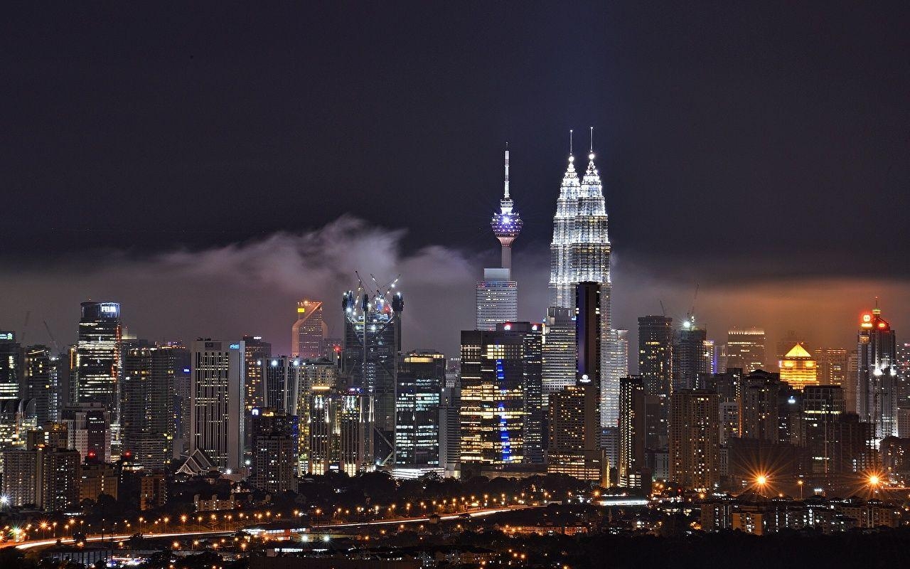 1280x800 image Kuala Lumpur Malaysia Night Skyscrapers Cities, Desktop