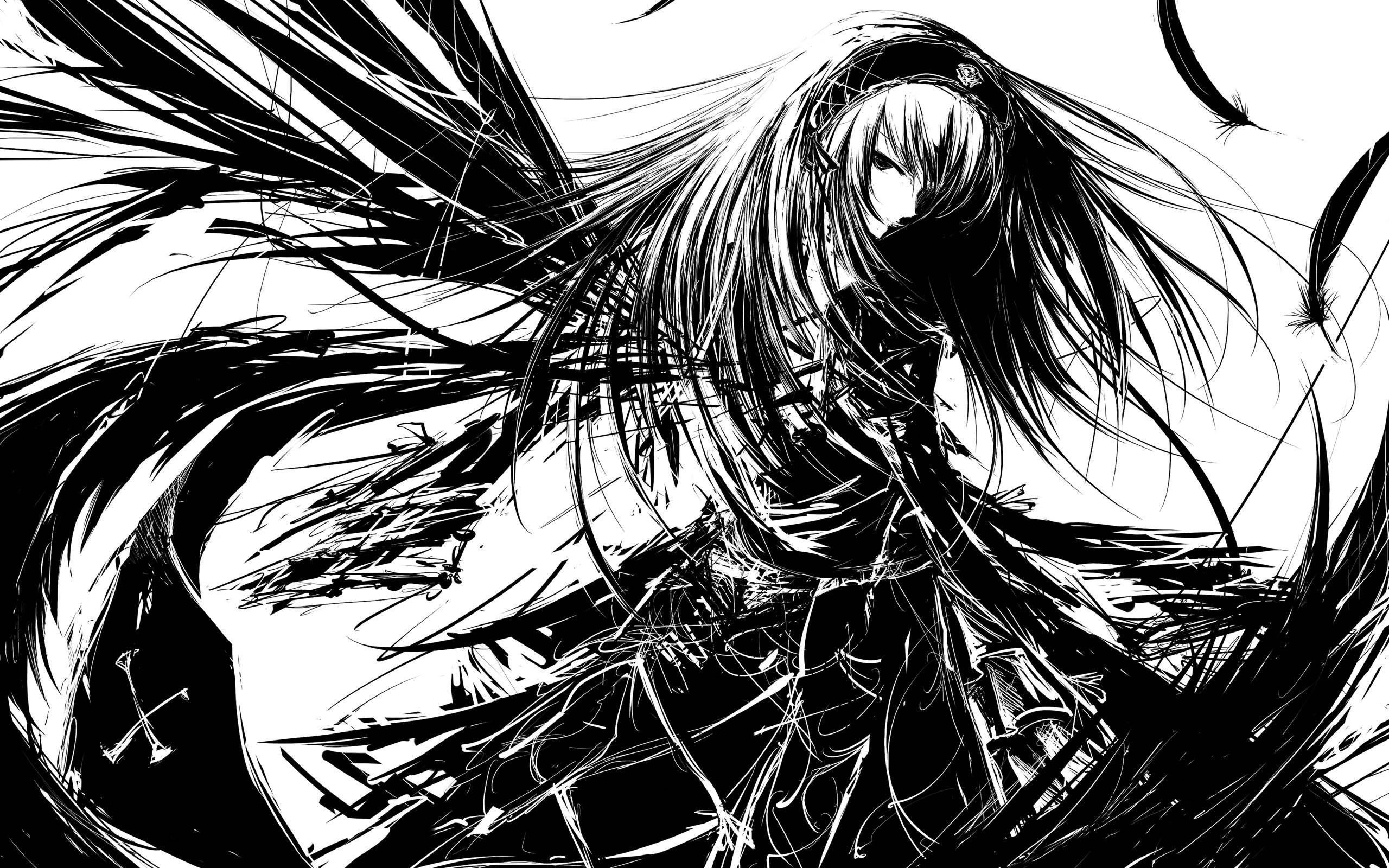 2560x1600 Anime Art Black and White Wallpaper Free Anime Art Black and White Background, Desktop