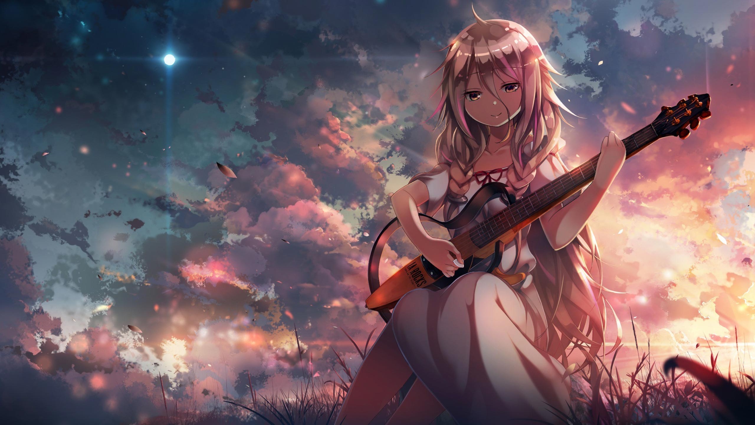 2560x1440 Free Cute Anime Girl Playing Guitar, Computer Desktop Girl, Desktop