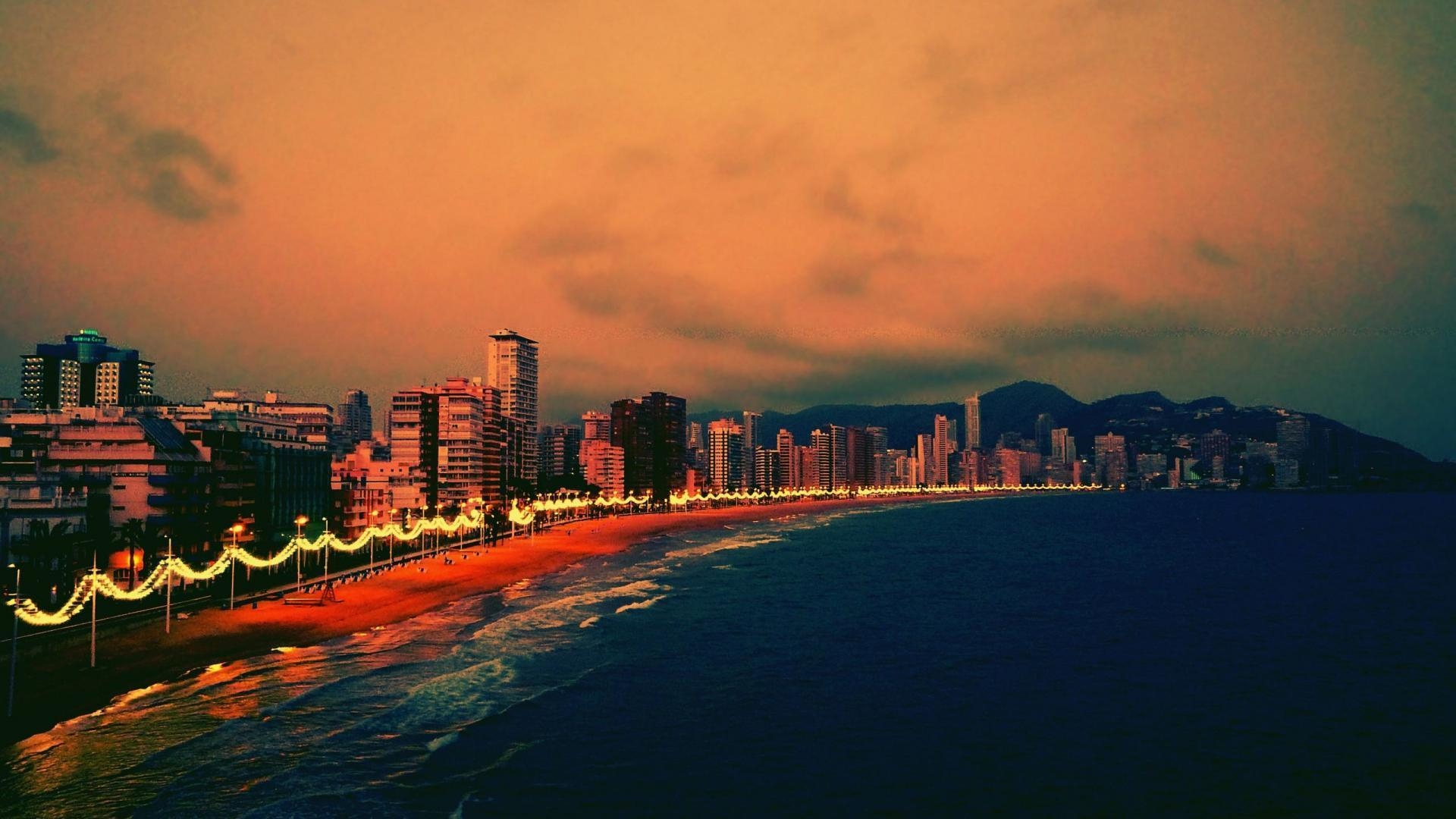 1920x1080 Evening On Benidorm Beach Spain wallpaper. travel and world, Desktop