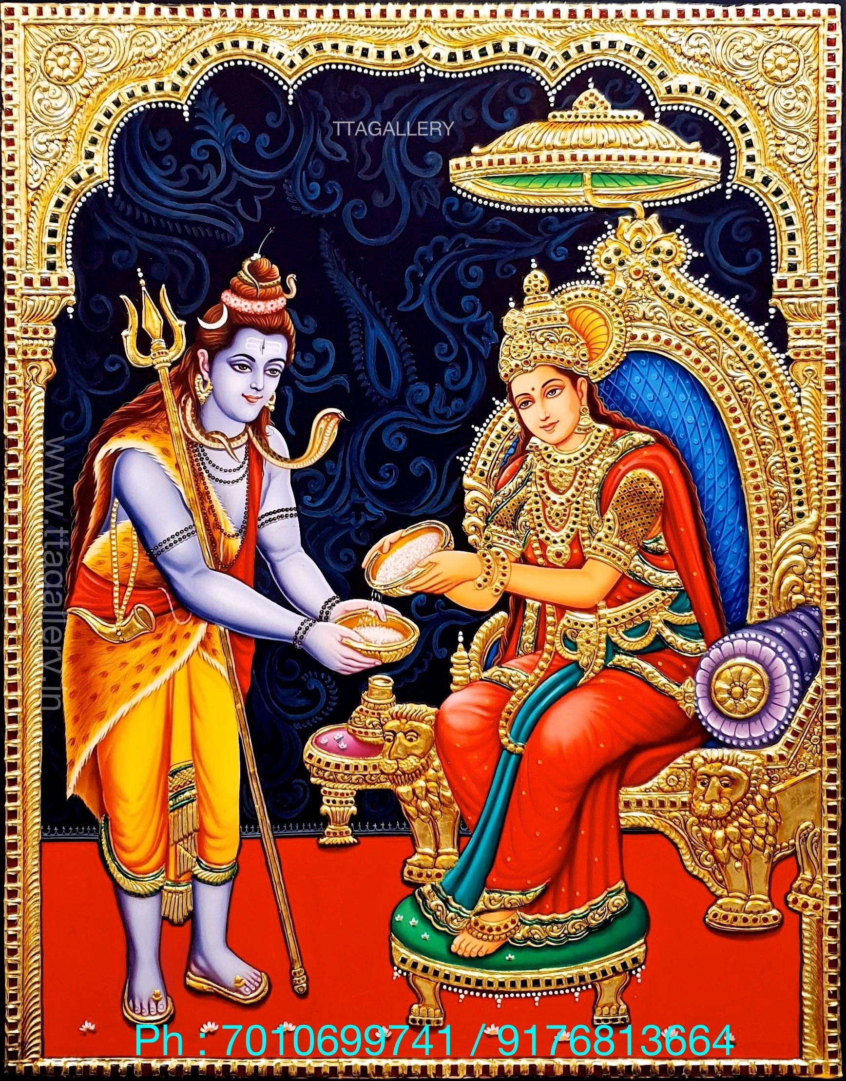 1740x2220 Shivan With Annapoorani Tanjore painting, Phone