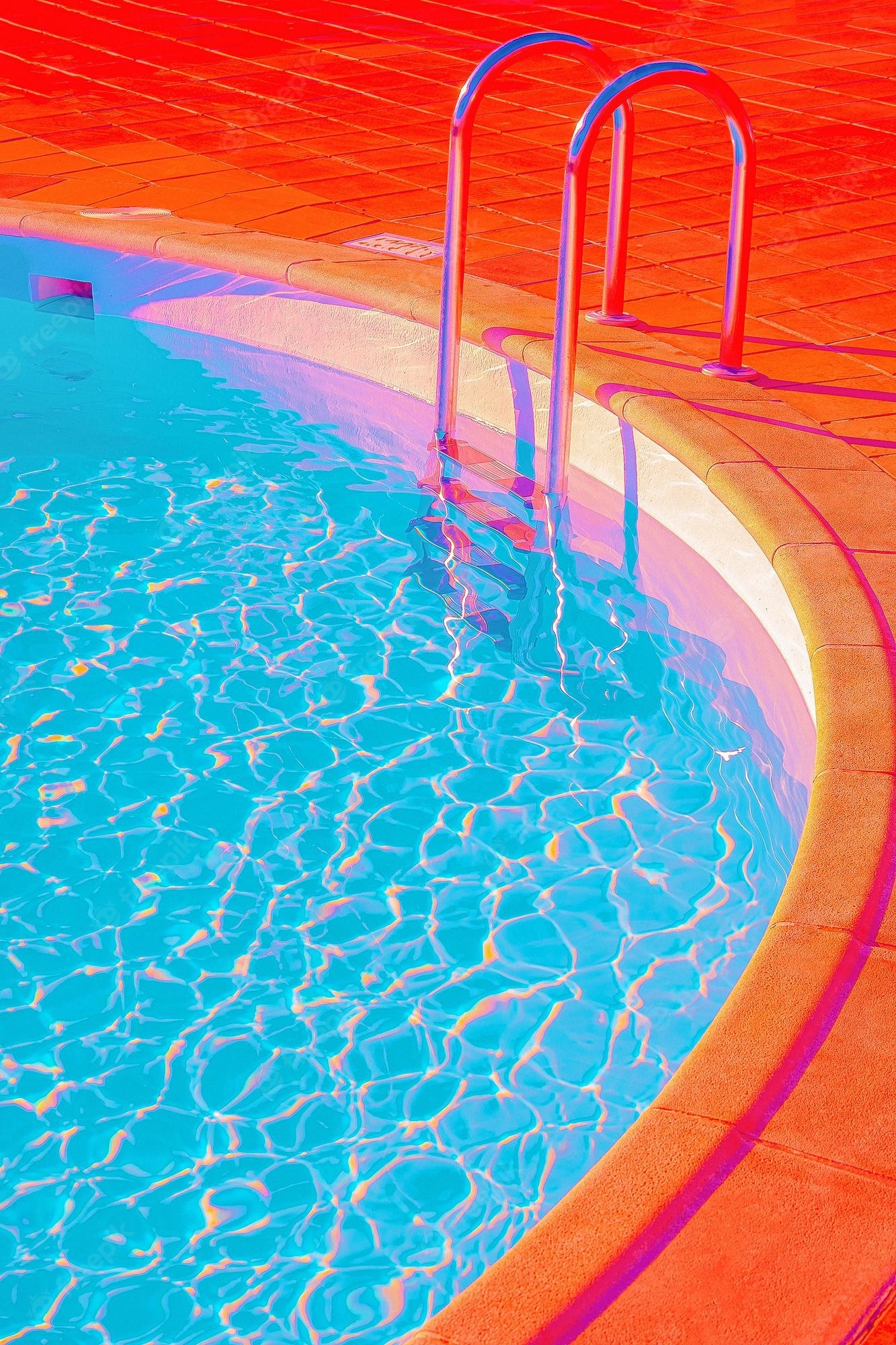 1340x2000 Premium Photo. Fashion tropical minimal location. swimming pool space. vapor wave colours style wallpaper. travel aesthetics, Phone