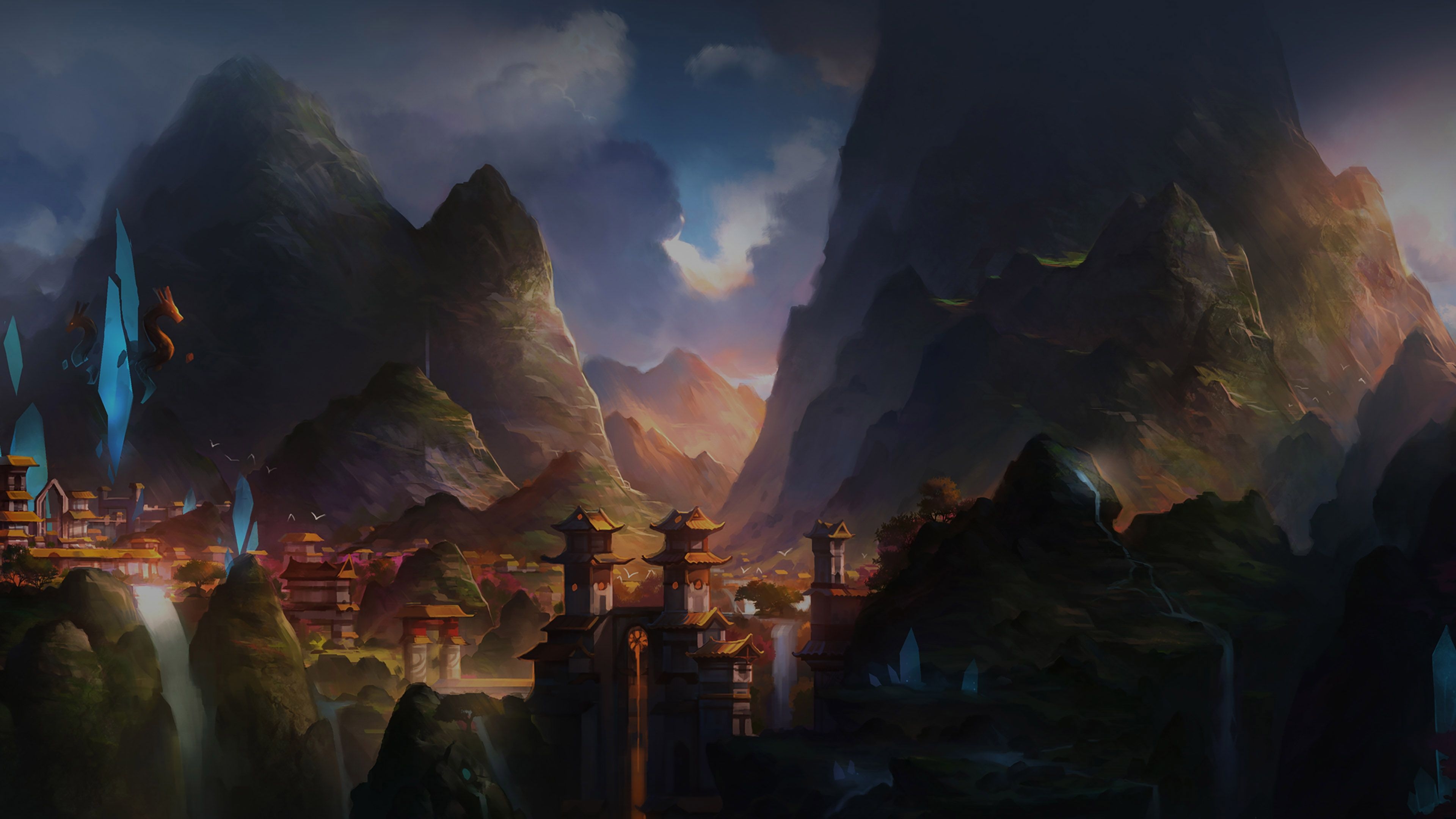 3840x2160 Mountain Art Illust China Anime Peaceful, Desktop