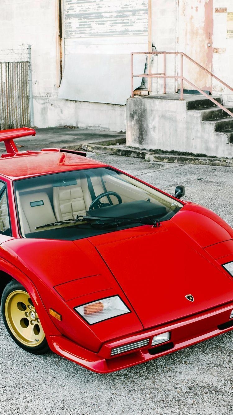 750x1340 Download Wallpaper  Lamborghini, Countach, Lp5000 s, Red, Phone