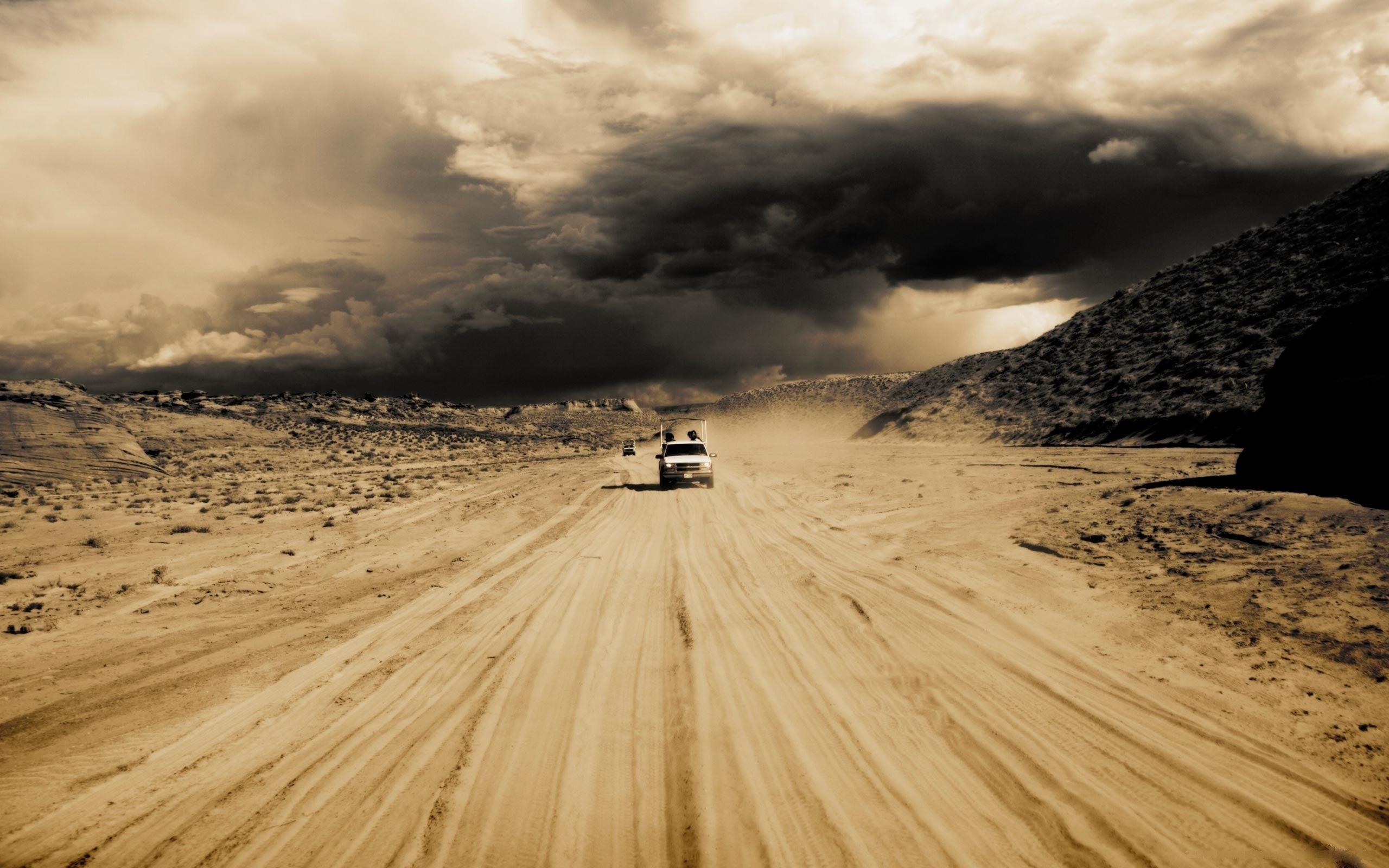 2560x1600 Wallpaper desert, storm, dust, car desktop wallpaper Nature, Desktop