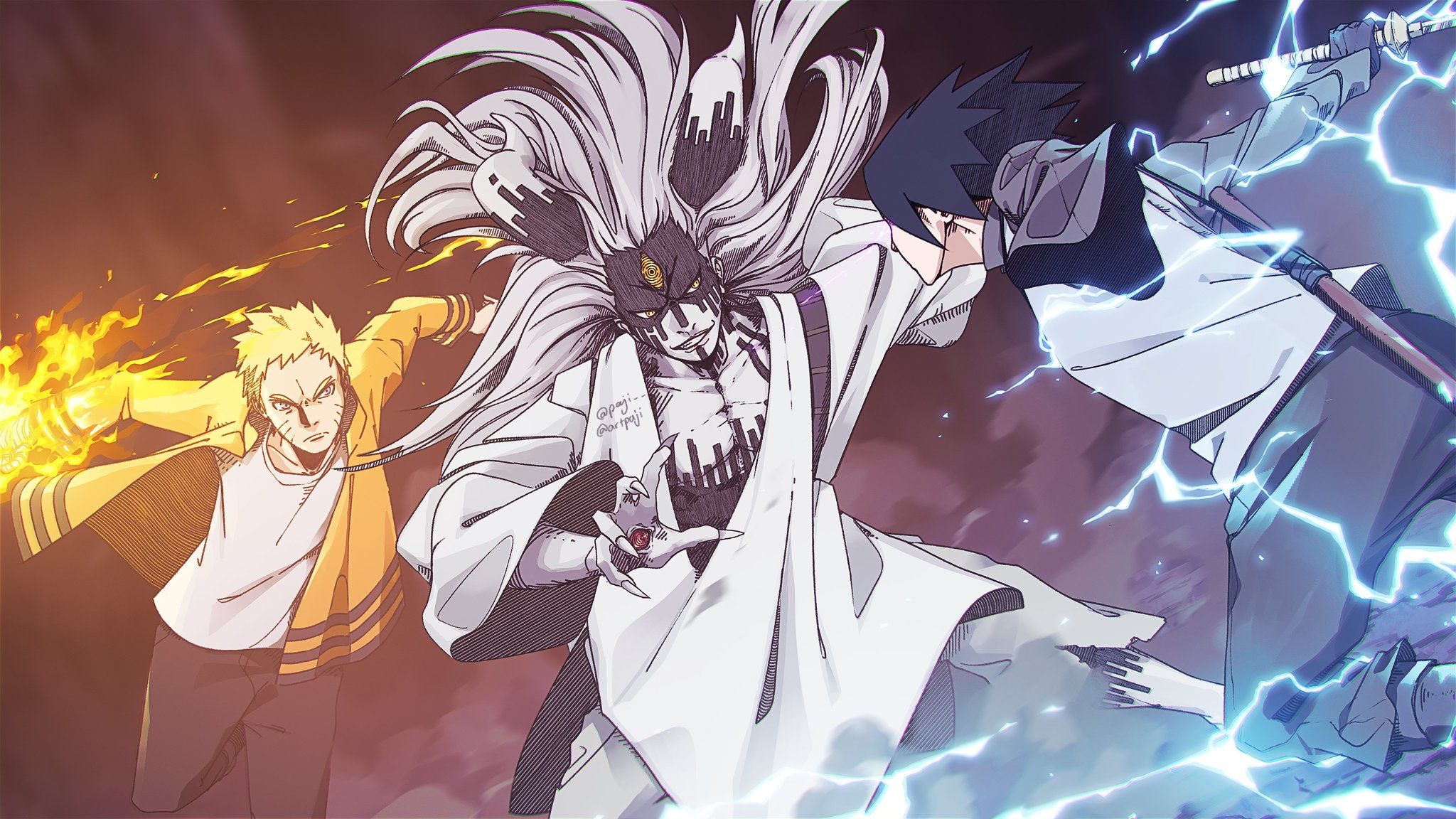 2050x1160 naruto and sasuke vs momoshiki club Wallpaper, Desktop