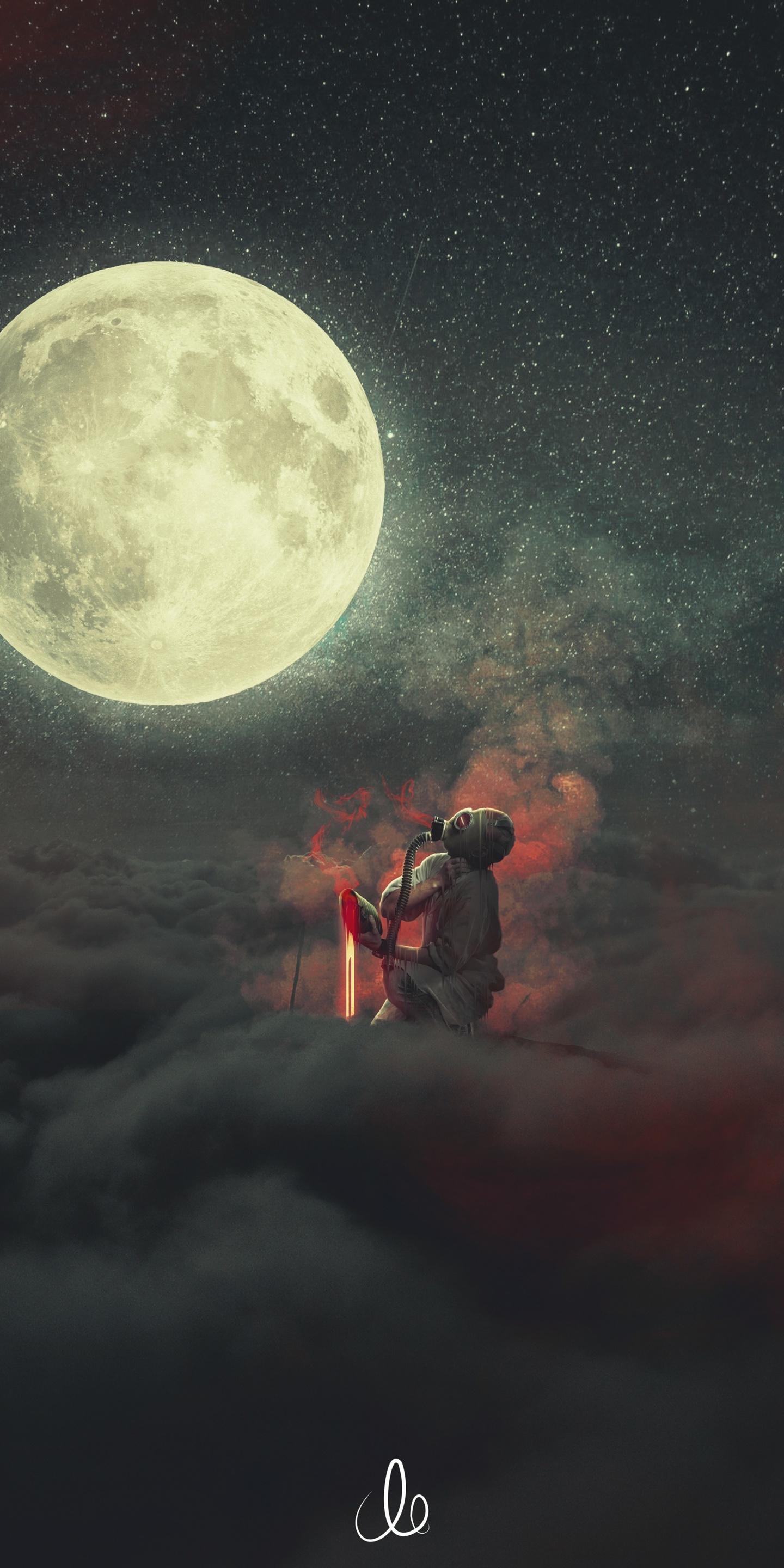 1440x2880 Download  wallpaper demon, dream, clouds, moon, fantasy, lg, Phone