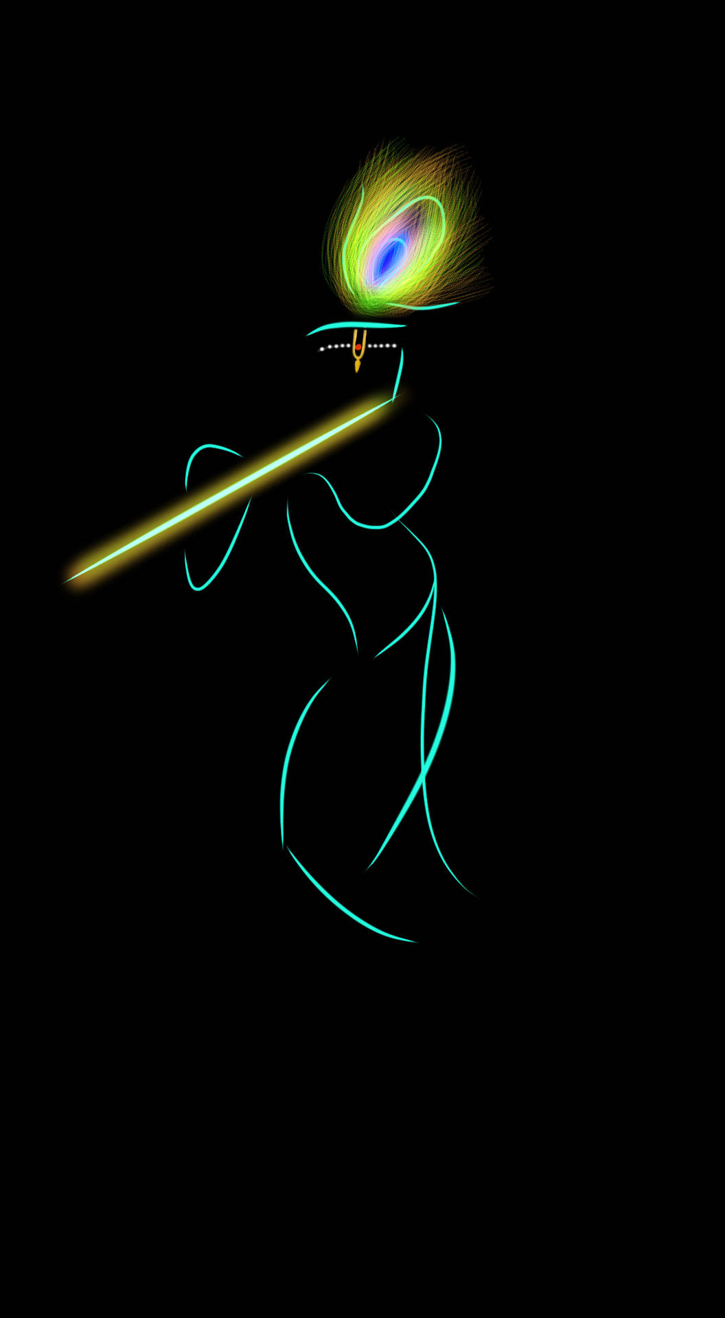 1060x1920 Download Krishna iPhone Neon Line Art Wallpaper, Phone