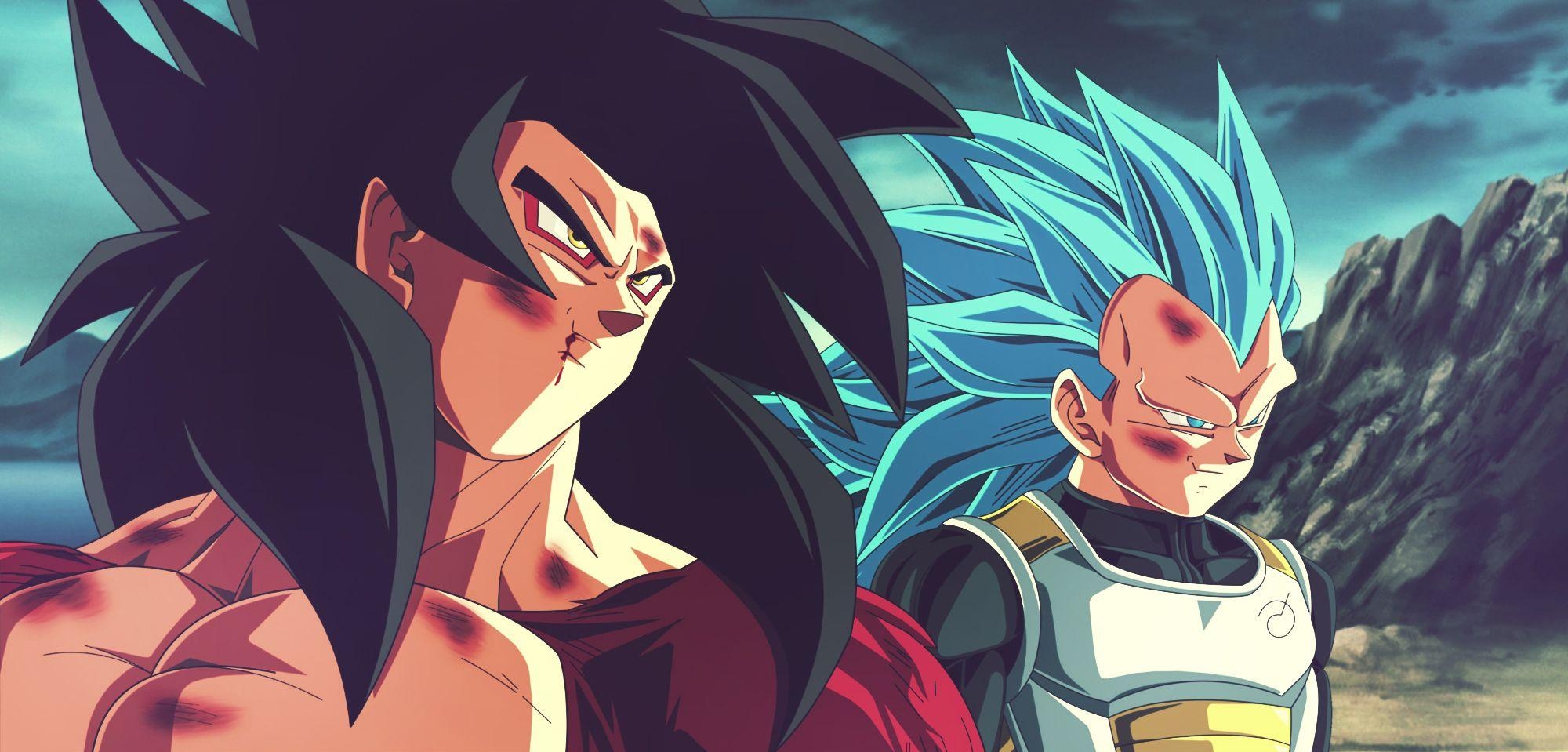 2000x960 Goku SSJ4 and Vegeta SSJ God SSJ3 Wallpaper, Dual Screen