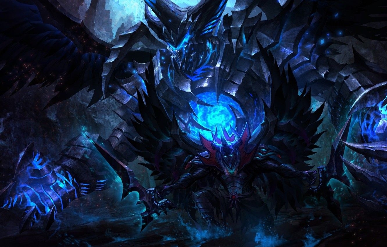 1340x850 Wallpaper wings, the demon, art, Dota Terror blade, Demon, Desktop