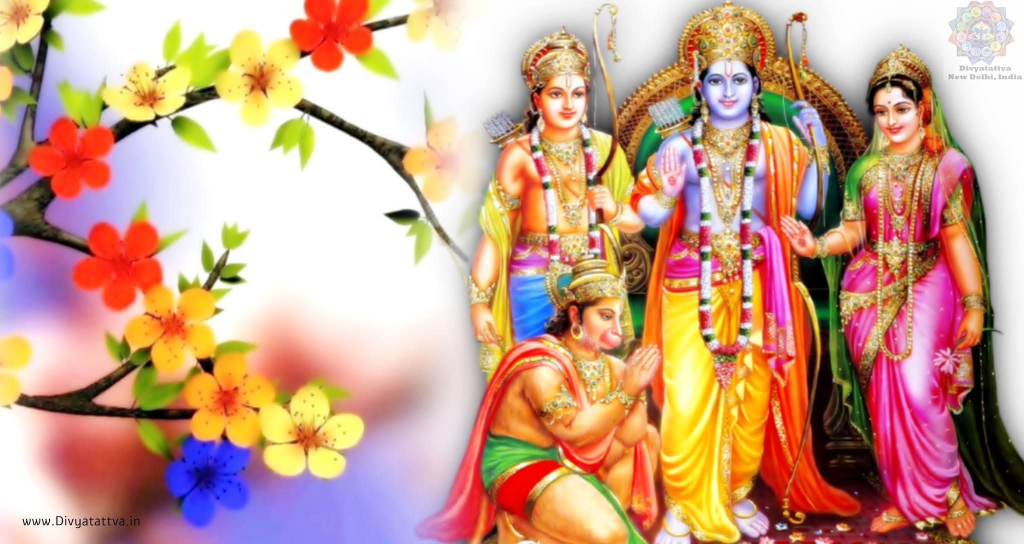 2050x1090 Lord Rama Sita Hanuman Laxman Parivar Wallpaper For Hindu Devotees, Desktop